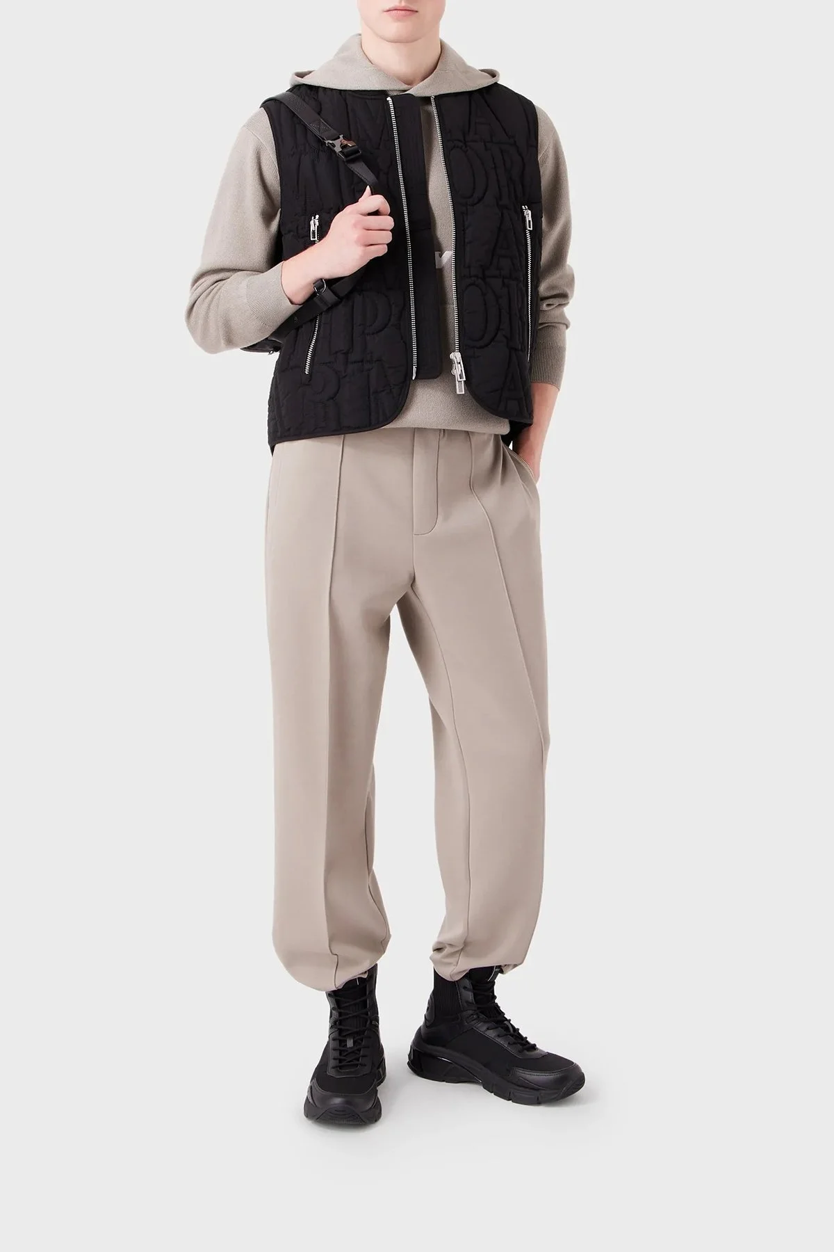 Emporio Armani Regular Fit Su Geçirmez Fermuarlı Erkek Yelek 6R1BN8 1NZKZ 0999 SİYAH - 3