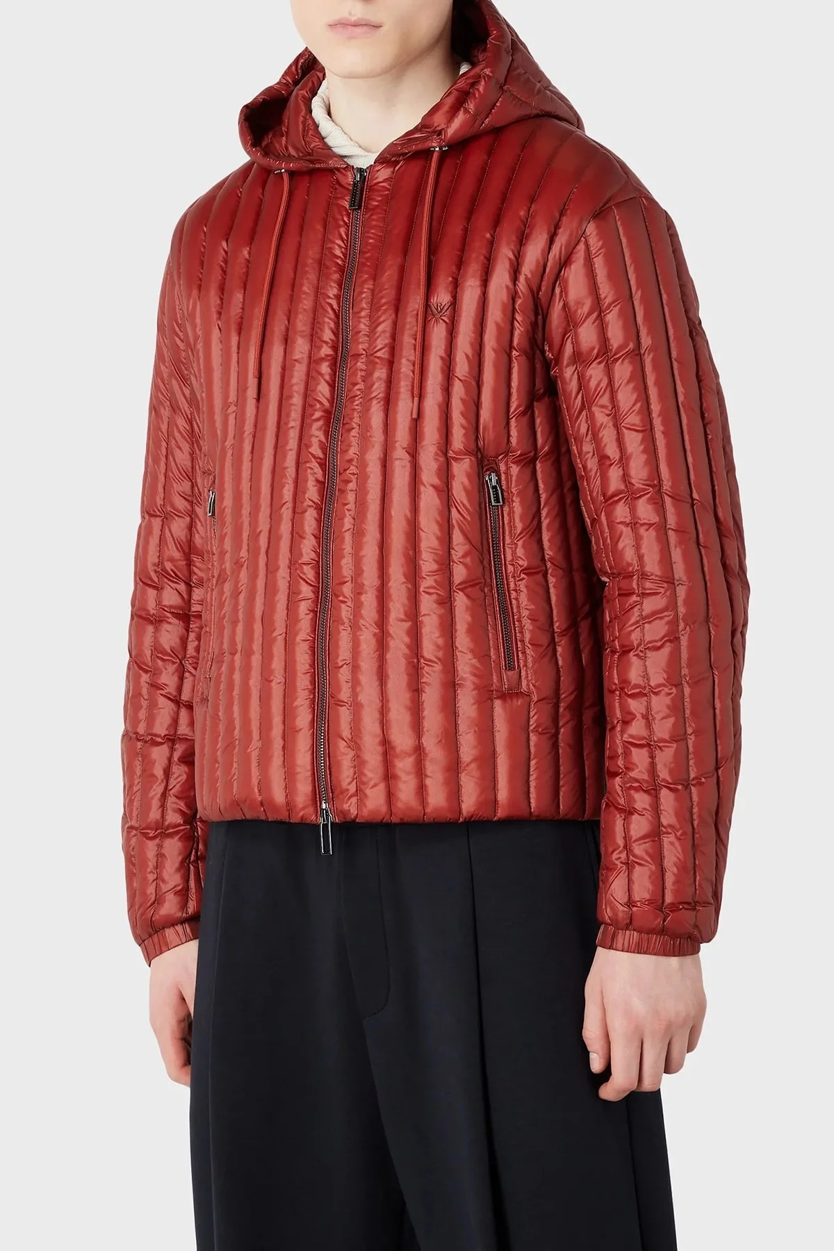 Emporio Armani Regular Fit Su Geçirmez Kapüşonlu Erkek Mont 6R1B79 1NKZZ 0454 BORDO - 1