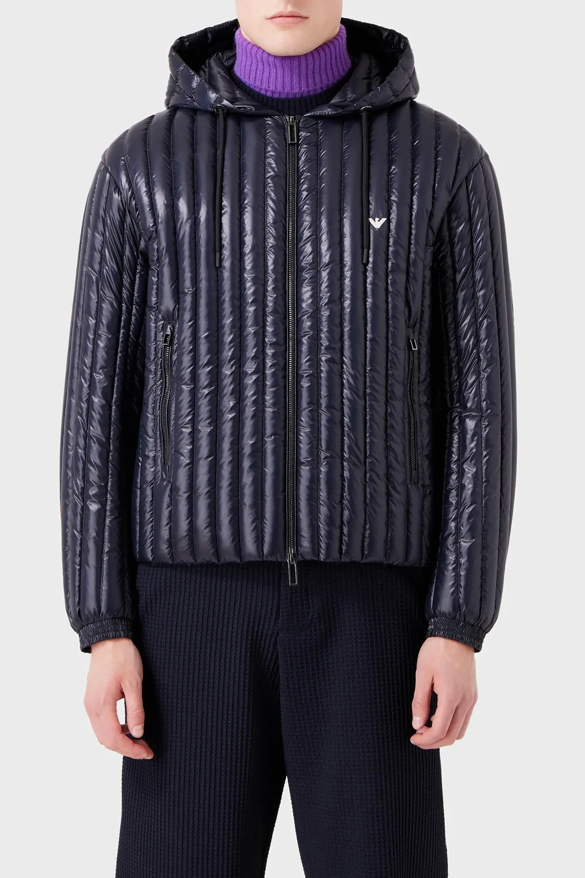 Emporio Armani Regular Fit Su Geçirmez Kapüşonlu Erkek Mont 6R1B79 1NKZZ 0920 LACİVERT - 1