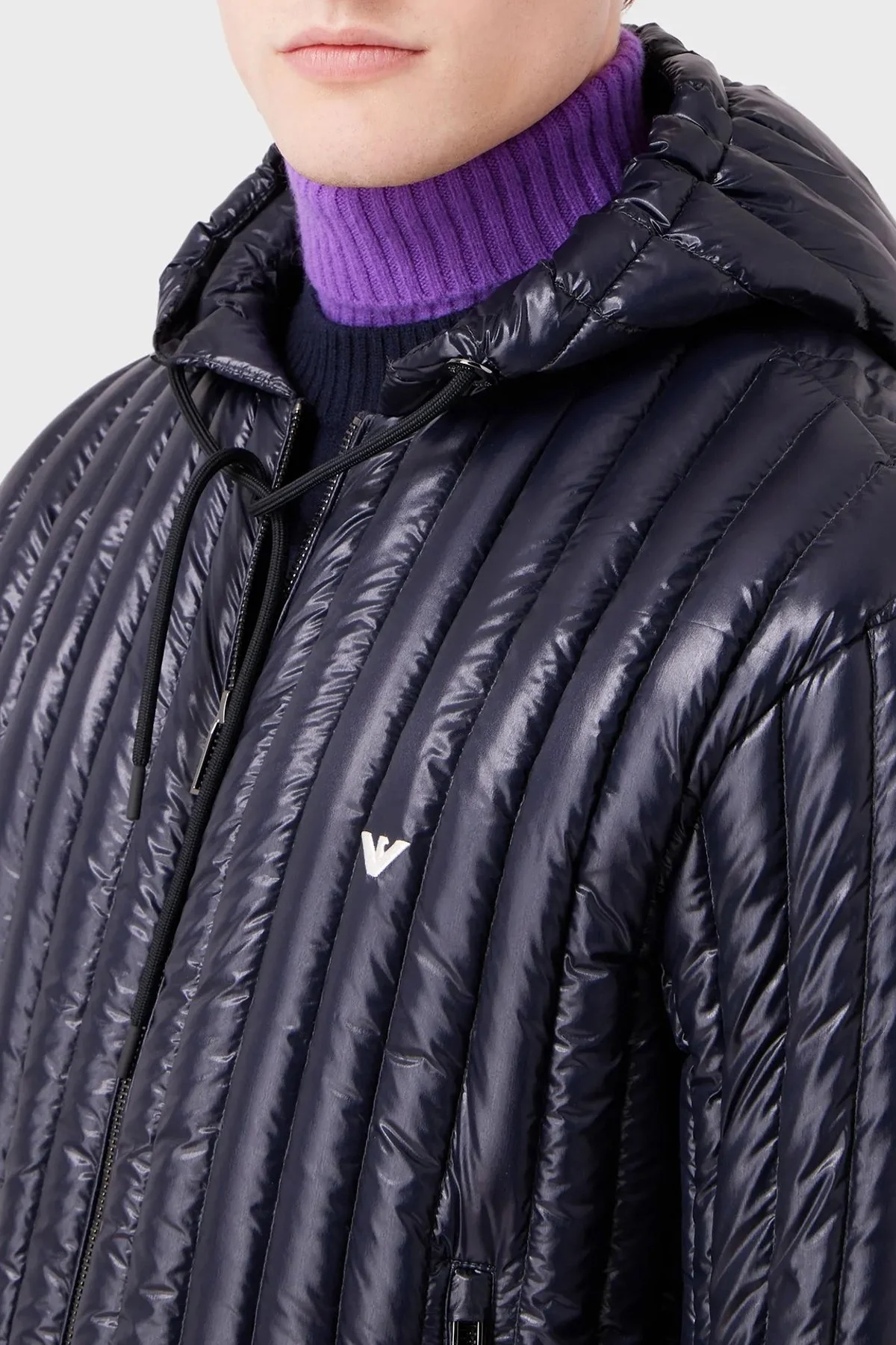 Emporio Armani Regular Fit Su Geçirmez Kapüşonlu Erkek Mont 6R1B79 1NKZZ 0920 LACİVERT - 4