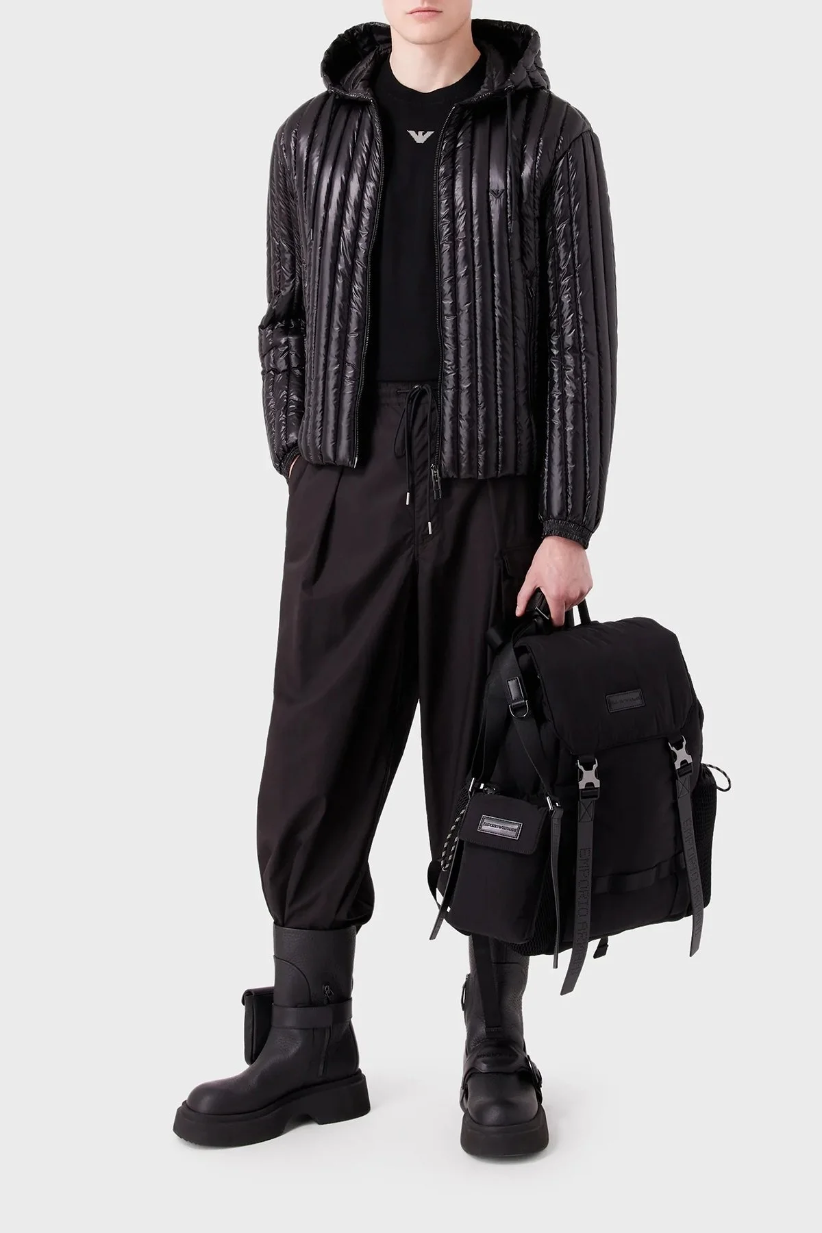 Emporio Armani Regular Fit Su Geçirmez Kapüşonlu Erkek Mont 6R1B79 1NKZZ 0999 SİYAH - 7