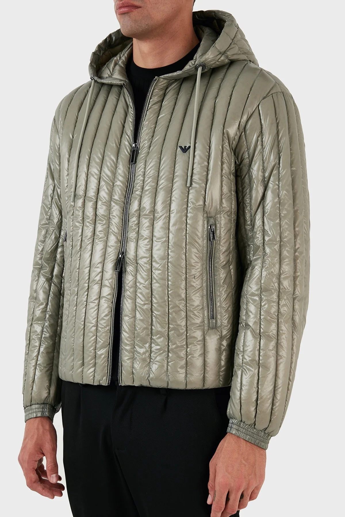 Emporio Armani Regular Fit Su Geçirmez Kapüşonlu Şişme Erkek Mont 6R1B79 1NKZZ 0606 HAKİ - 8
