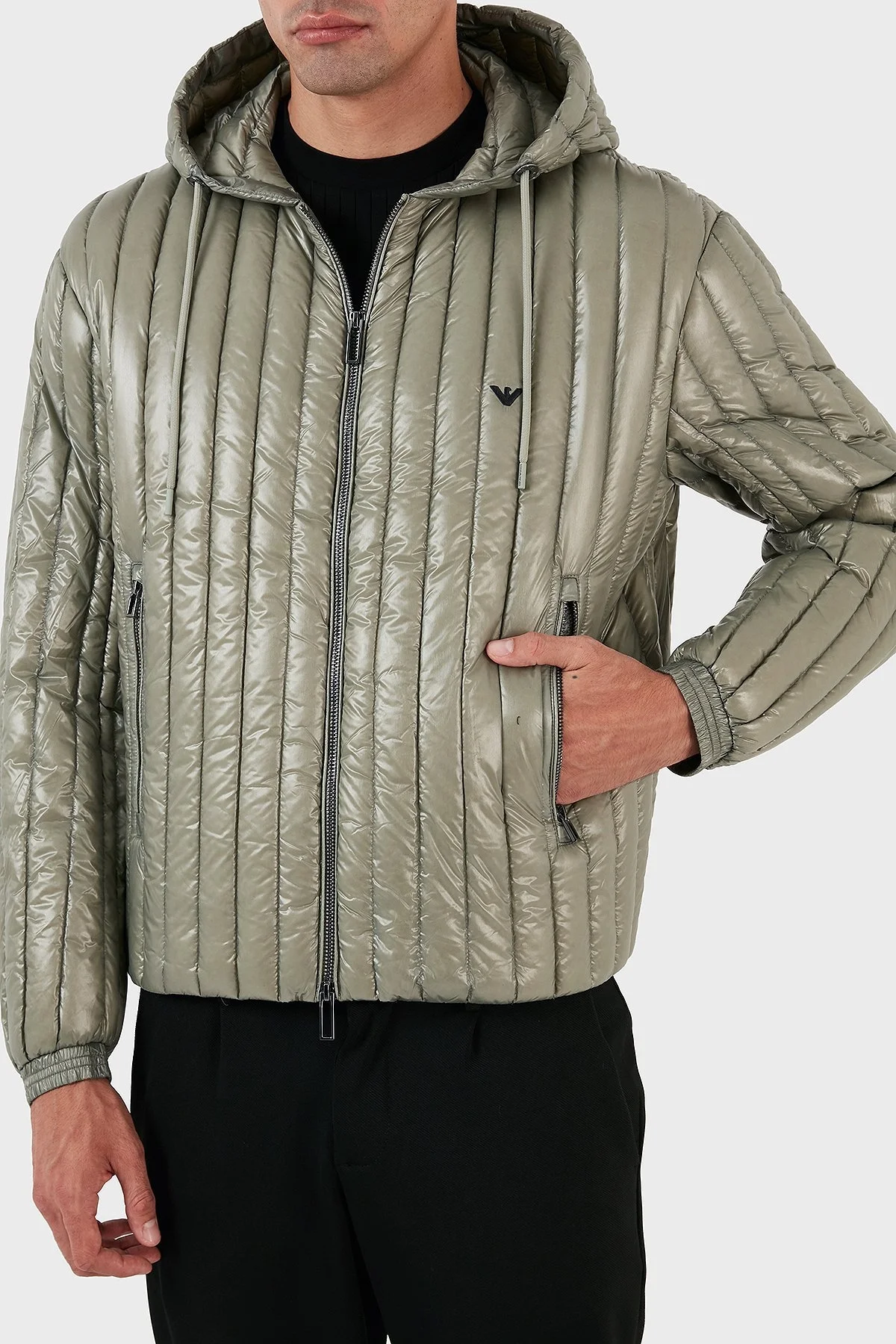 Emporio Armani Regular Fit Su Geçirmez Kapüşonlu Şişme Erkek Mont 6R1B79 1NKZZ 0606 HAKİ - 12