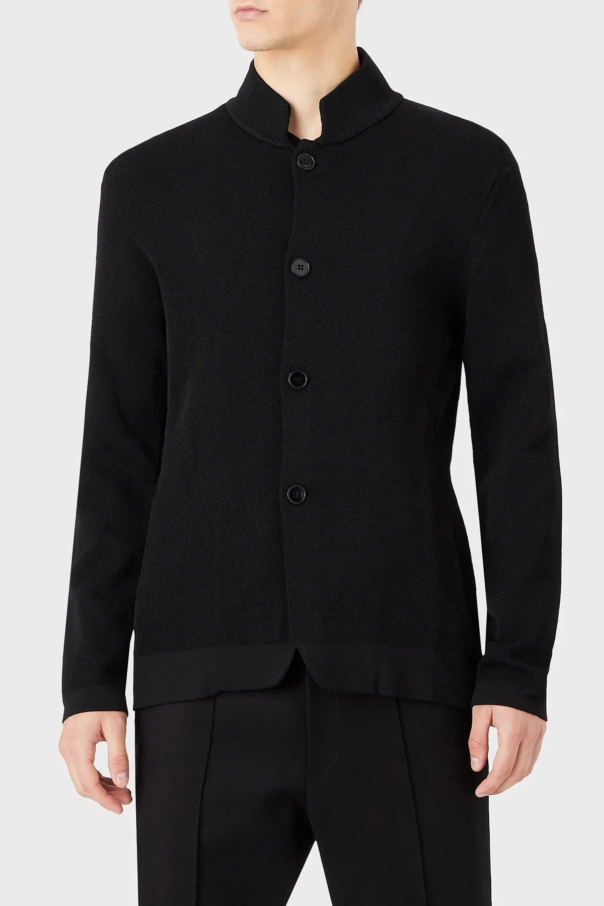 Emporio Armani Regular Fit Triko Erkek Ceket 6L1GY1 1MFDZ 0999 SİYAH - 1