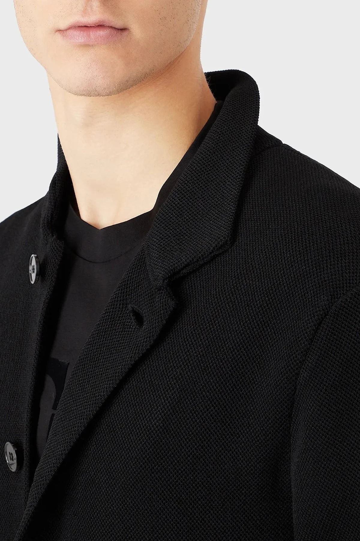 Emporio Armani Regular Fit Triko Erkek Ceket 6L1GY1 1MFDZ 0999 SİYAH - 3