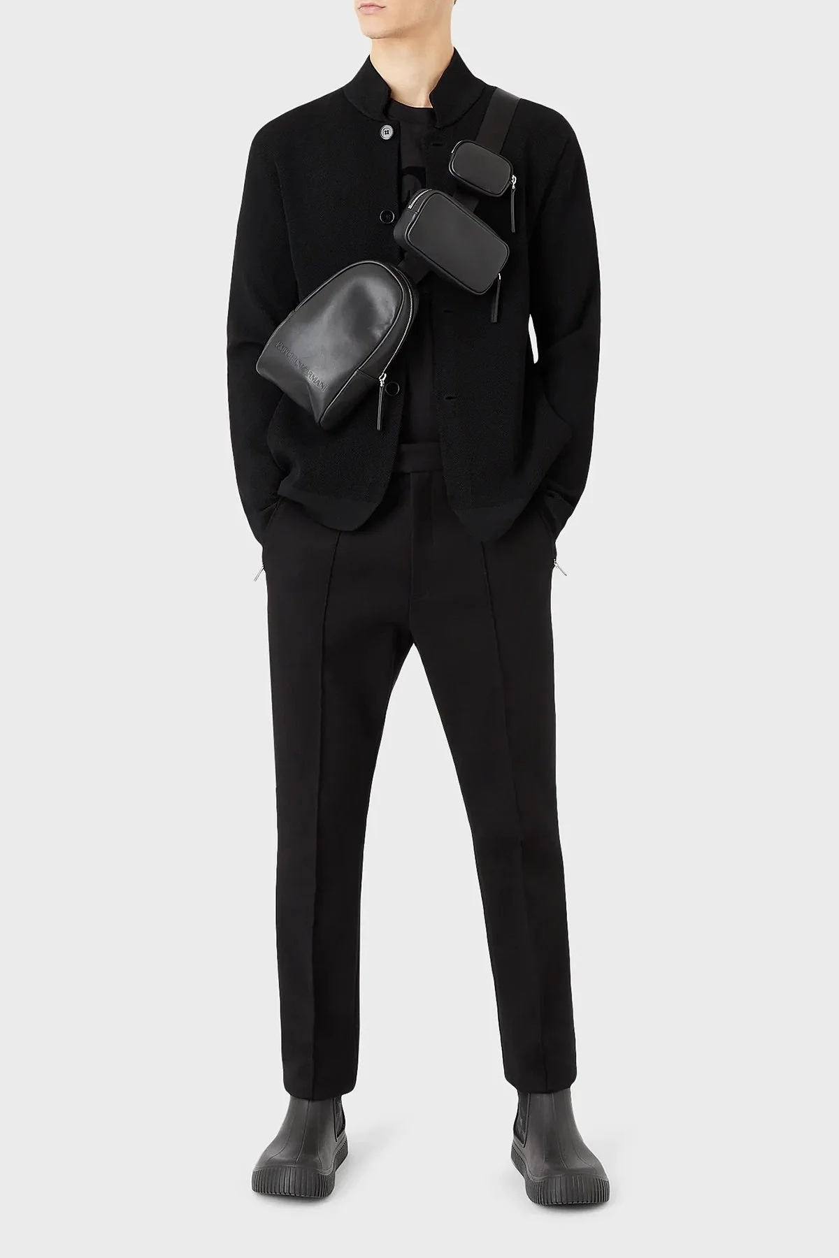 Emporio Armani Regular Fit Triko Erkek Ceket 6L1GY1 1MFDZ 0999 SİYAH - 4