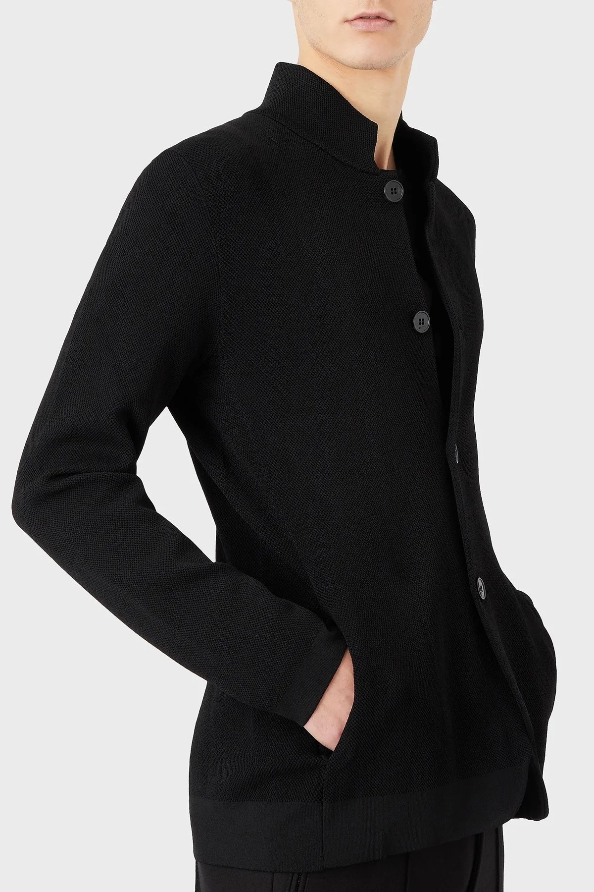 Emporio Armani Regular Fit Triko Erkek Ceket 6L1GY1 1MFDZ 0999 SİYAH - 5