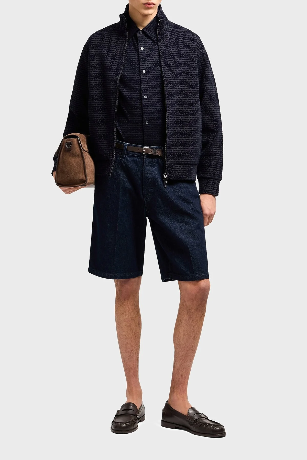 Emporio Armani Regular Fit Tümü Logolu Erkek Gömlek EM001537 AF10017 FB229 LACİVERT - 2