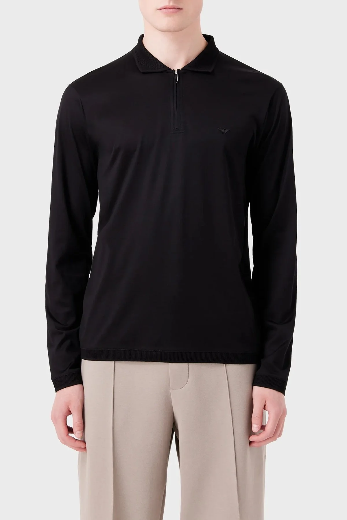 Emporio Armani Regular Fit Uzun Kollu Erkek Polo Yaka T Shirt 6R1F85 1JUVZ 0999 SİYAH - 1