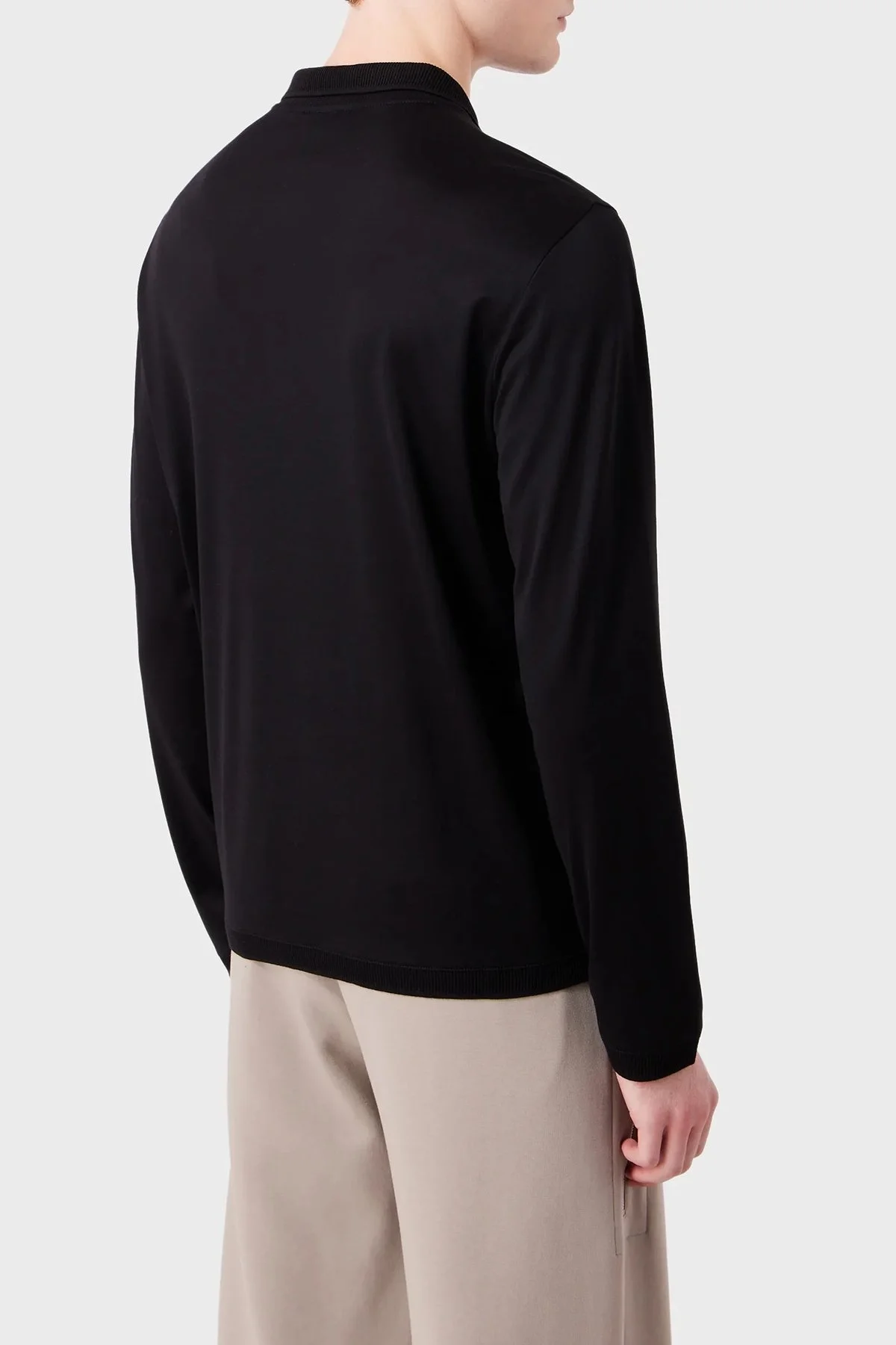 Emporio Armani Regular Fit Uzun Kollu Erkek Polo Yaka T Shirt 6R1F85 1JUVZ 0999 SİYAH - 3