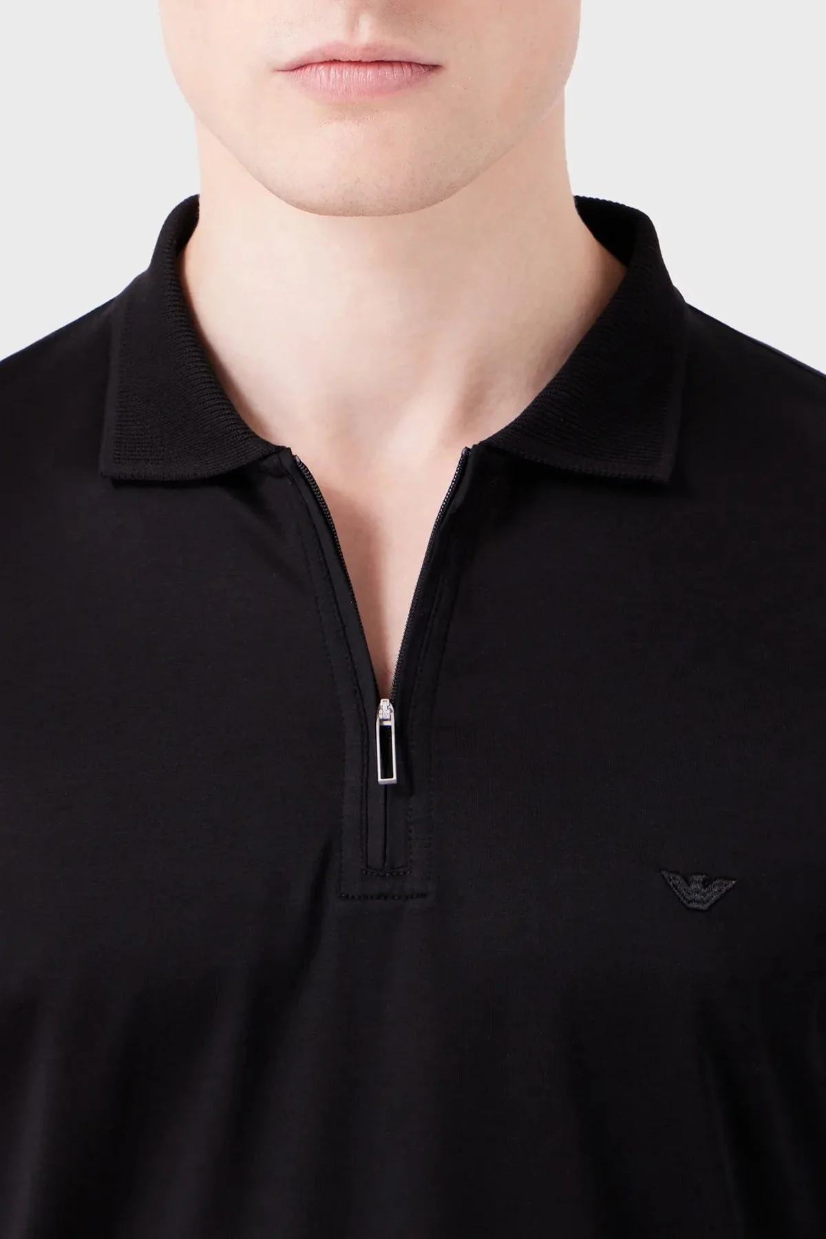 Emporio Armani Regular Fit Uzun Kollu Erkek Polo Yaka T Shirt 6R1F85 1JUVZ 0999 SİYAH - 4