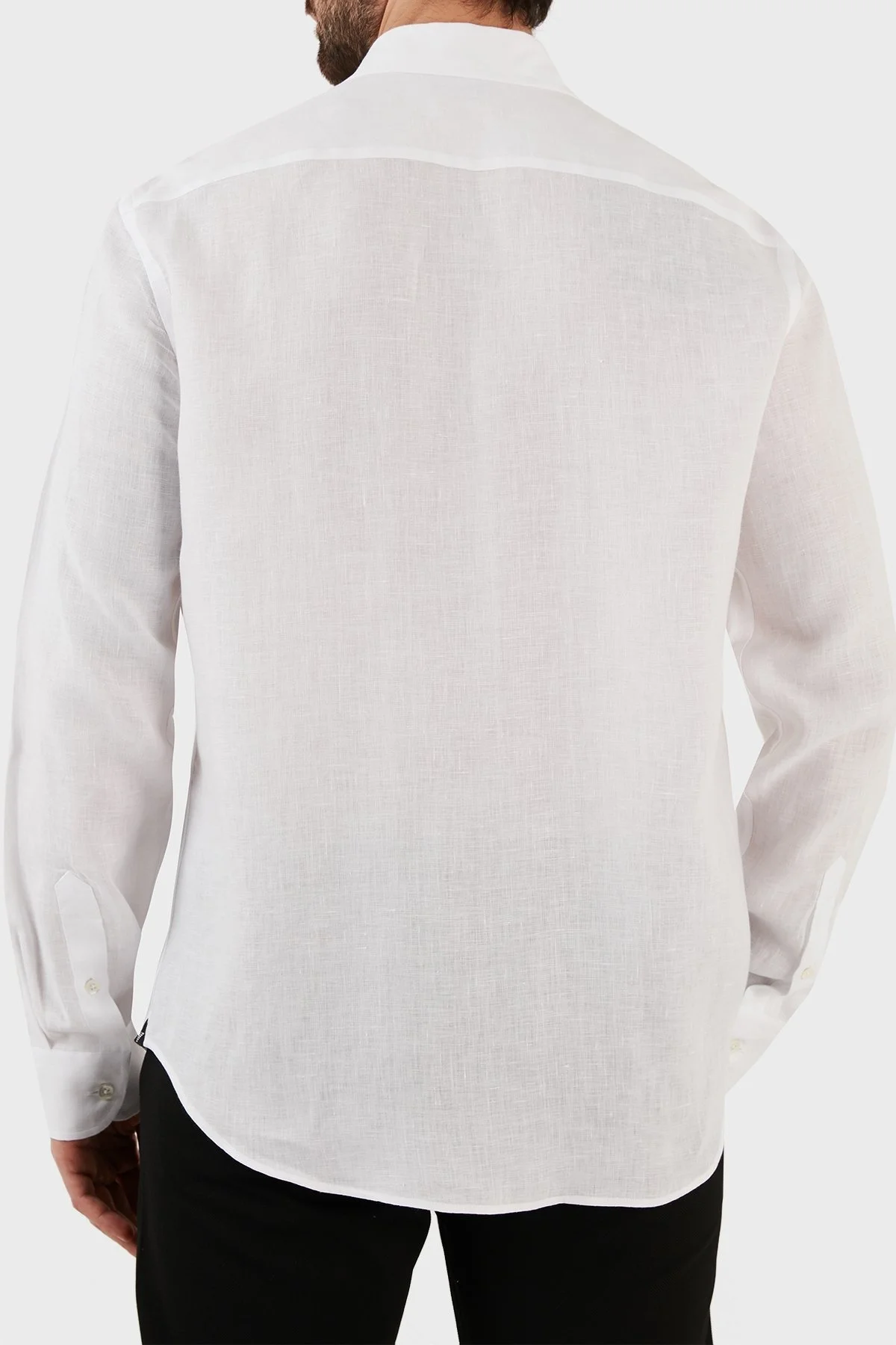 Emporio Armani Regular Fit Uzun Kollu Keten Erkek Gömlek D41SM0 D10F9 100 BEYAZ - 6