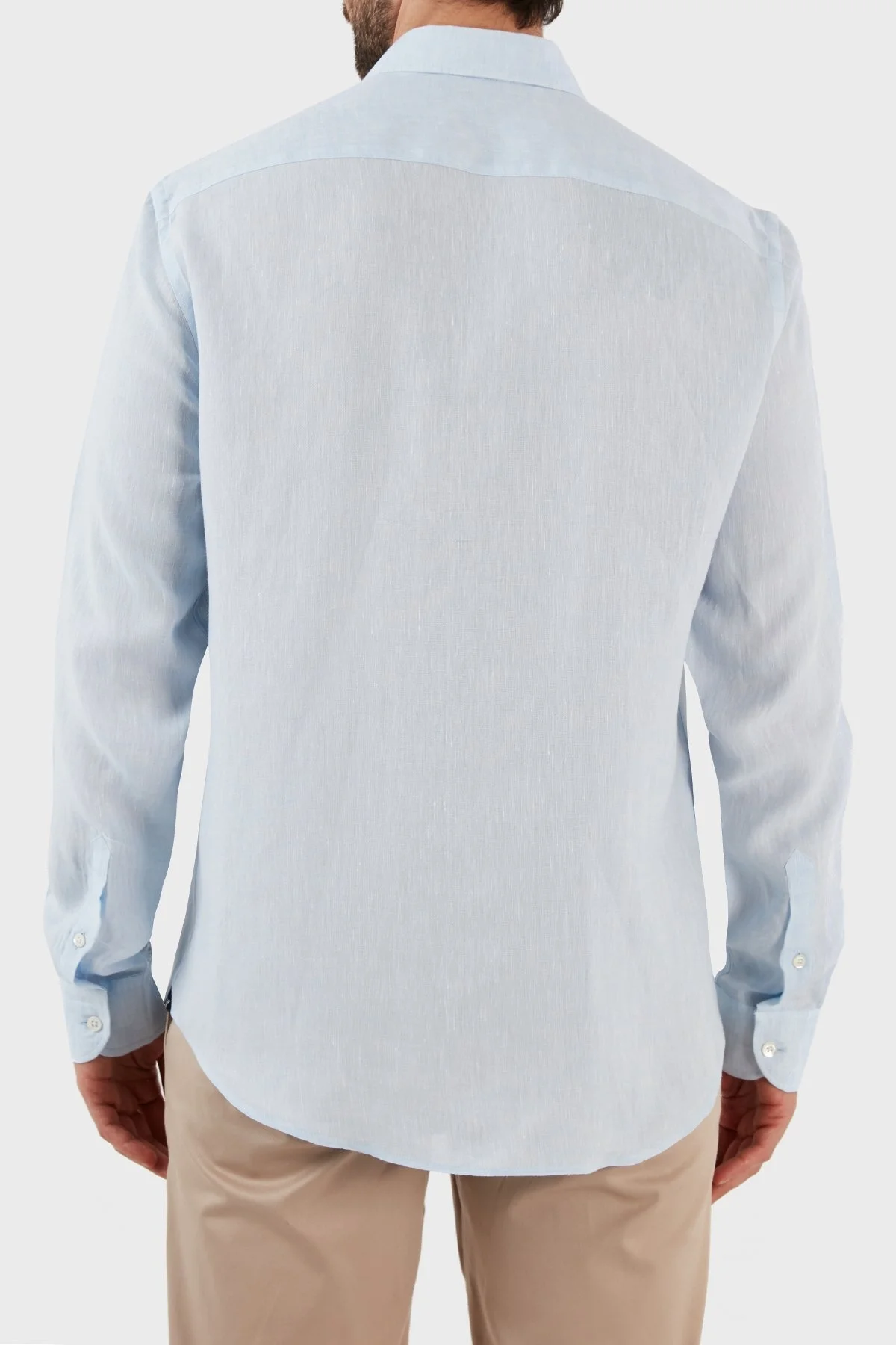 Emporio Armani Regular Fit Uzun Kollu Keten Erkek Gömlek D41SM0 D10F9 700 MAVİ - 5