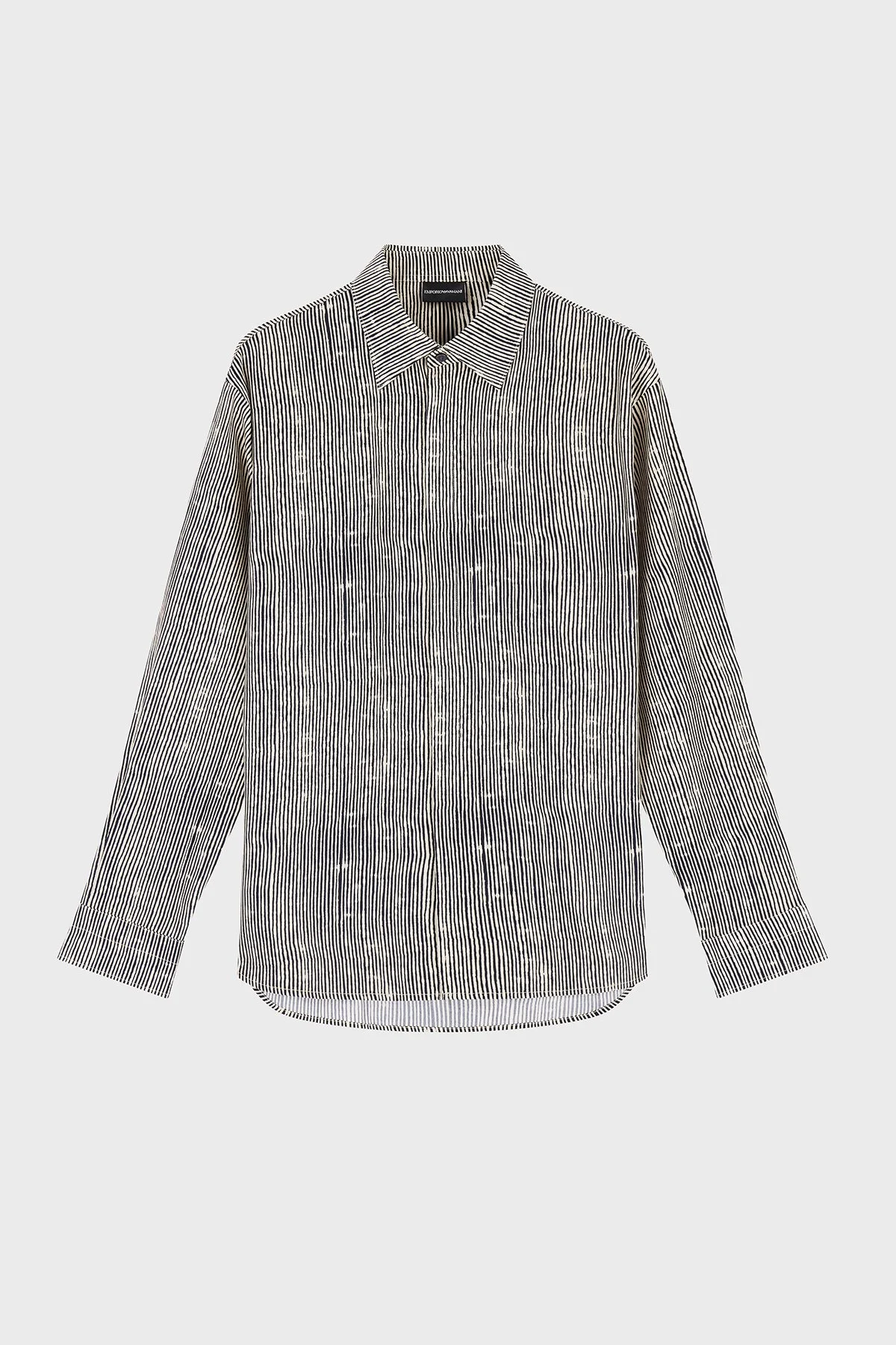 Emporio Armani Relaxed Fit Baskılı Uzun Kollu Erkek Gömlek EM004178 AF14214 F1183 SİYAH BEJ - 2