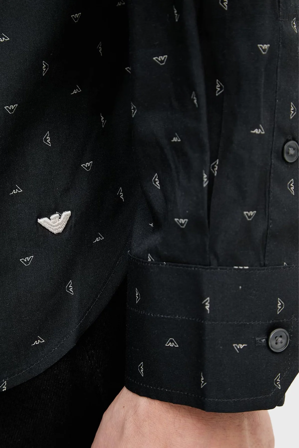 Emporio Armani Relaxed Fit Baskılı Uzun Kollu Erkek Gömlek EM004178 AF14214 FB471 SİYAH - 4