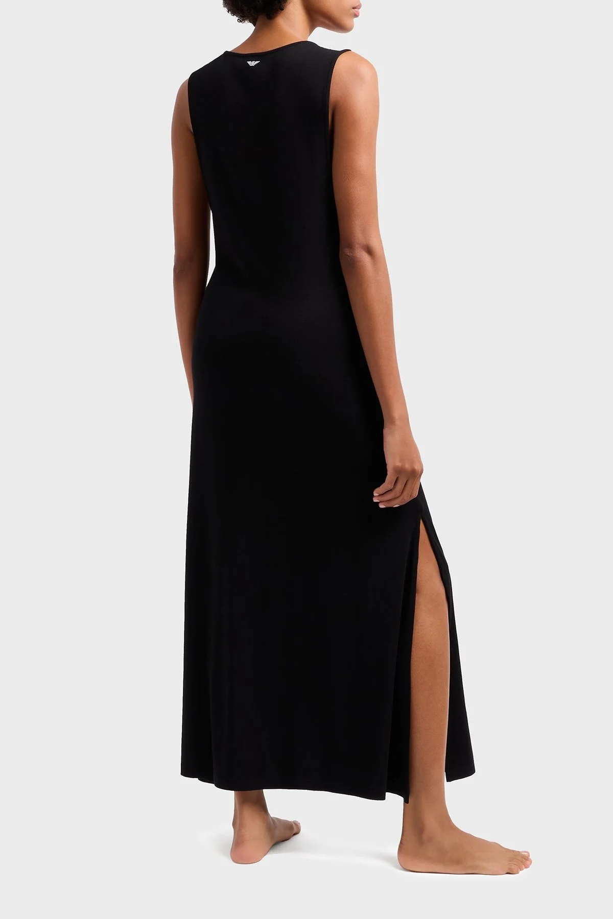 Emporio Armani Relaxed Fit Bisiklet Yaka Yırtmaçlı Midi Boy Bayan Plaj Elbisesi EW000784 AF12192 UC001 SİYAH - 7