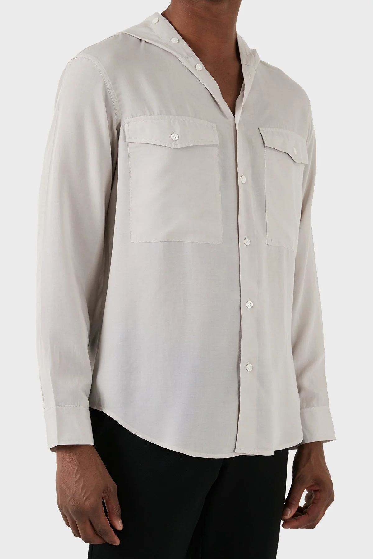 Emporio Armani Relaxed Fit Kapüşonlu Erkek Gömlek 3D1CG5 1NKGZ 06G2 GRİ - 6