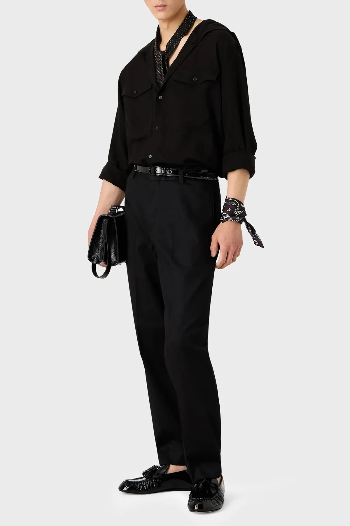 Emporio Armani Relaxed Fit Kapüşonlu Erkek Gömlek 3D1CG5 1NKGZ 0999 SİYAH - 4