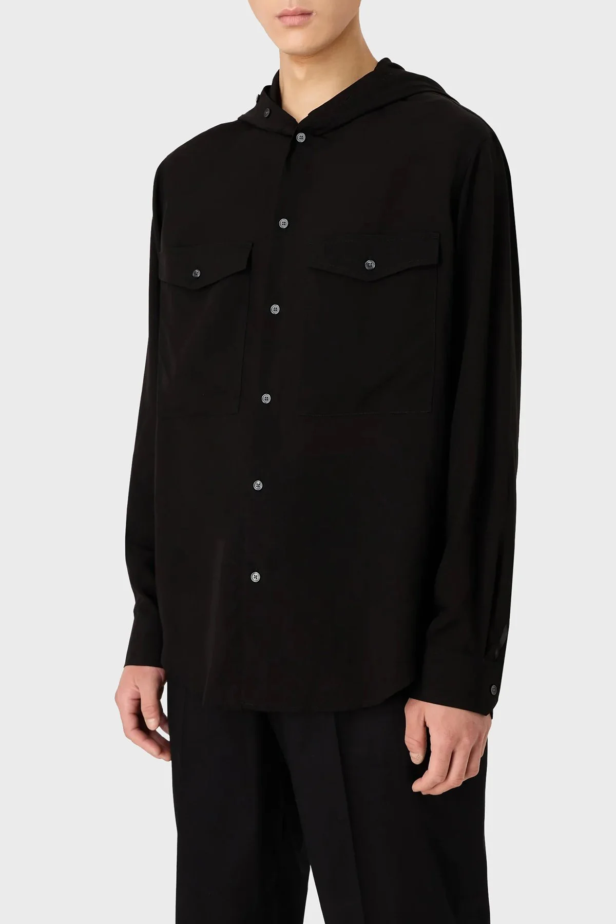 Emporio Armani Relaxed Fit Kapüşonlu Erkek Gömlek 3D1CG5 1NKGZ 0999 SİYAH - 3
