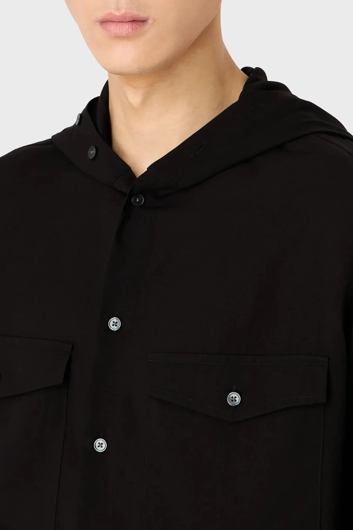 Emporio Armani Relaxed Fit Kapüşonlu Erkek Gömlek 3D1CG5 1NKGZ 0999 SİYAH - 5
