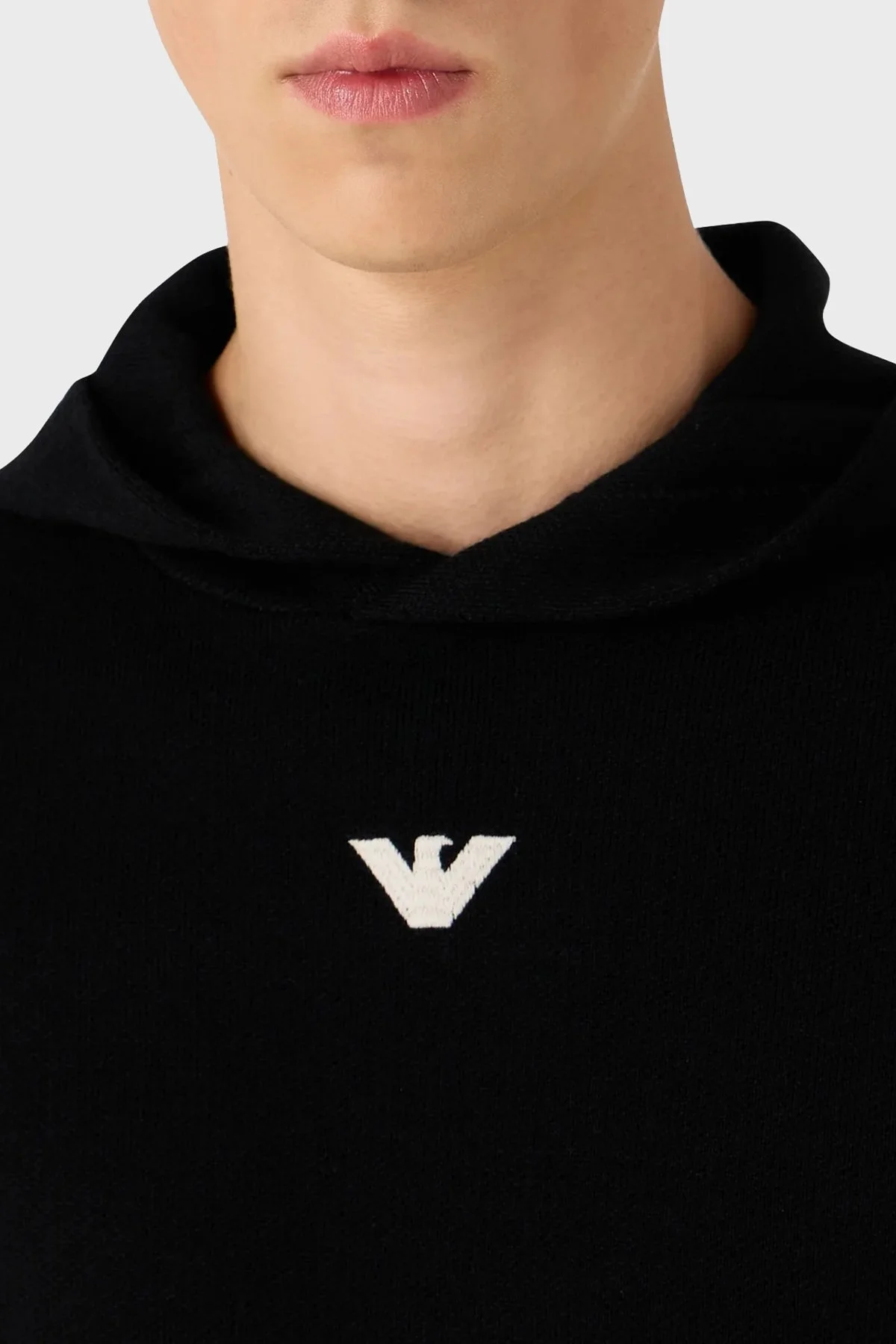 Emporio Armani Relaxed Fit Kapüşonlu Kanguru Cepli Yün Karışımlı Triko Erkek Sweat 6R1MX7 1MNBZ F008 SİYAH - 4