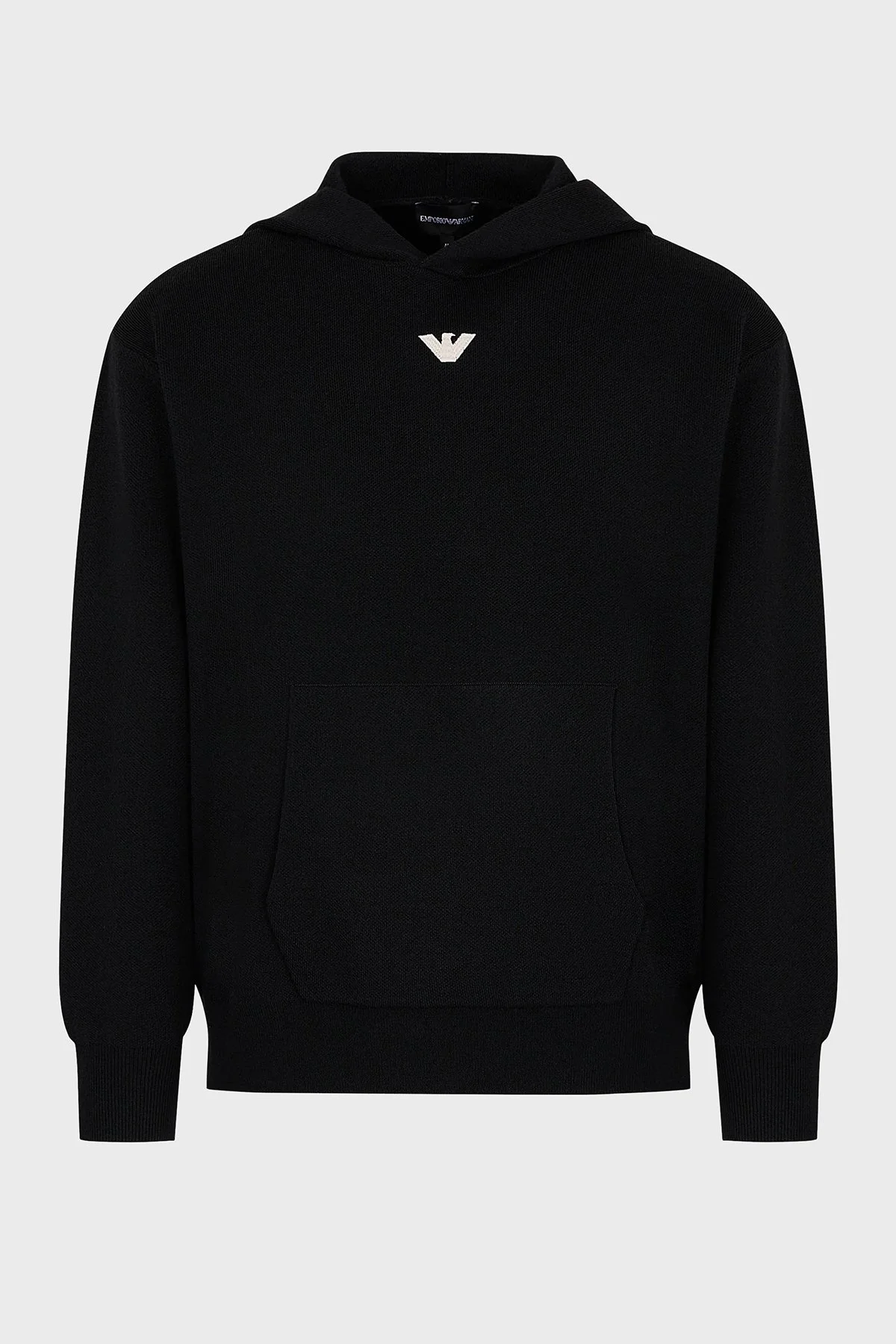 Emporio Armani Relaxed Fit Kapüşonlu Kanguru Cepli Yün Karışımlı Triko Erkek Sweat 6R1MX7 1MNBZ F008 SİYAH - 5