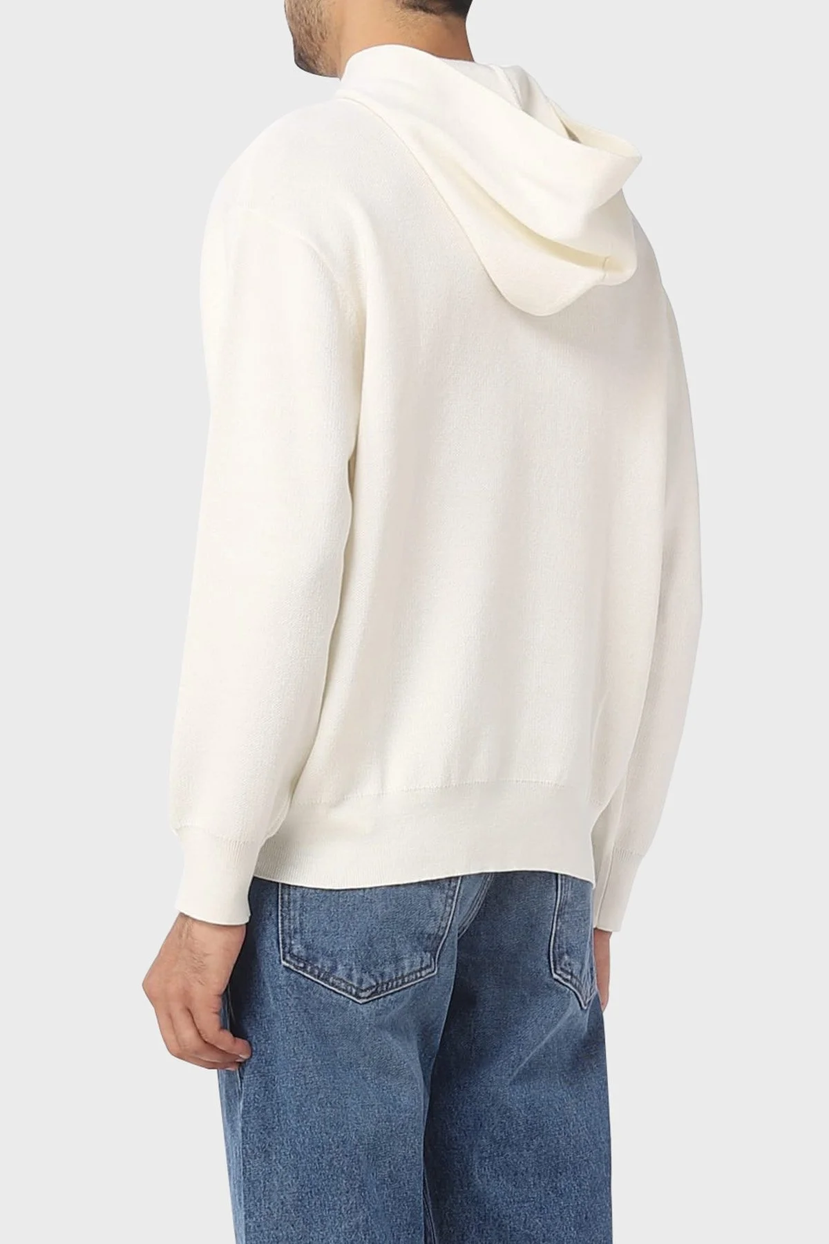 Emporio Armani Relaxed Fit Kapüşonlu Kanguru Cepli Yün Karışımlı Triko Erkek Sweat 6R1MX7 1MNBZ F1F4 EKRU - 5