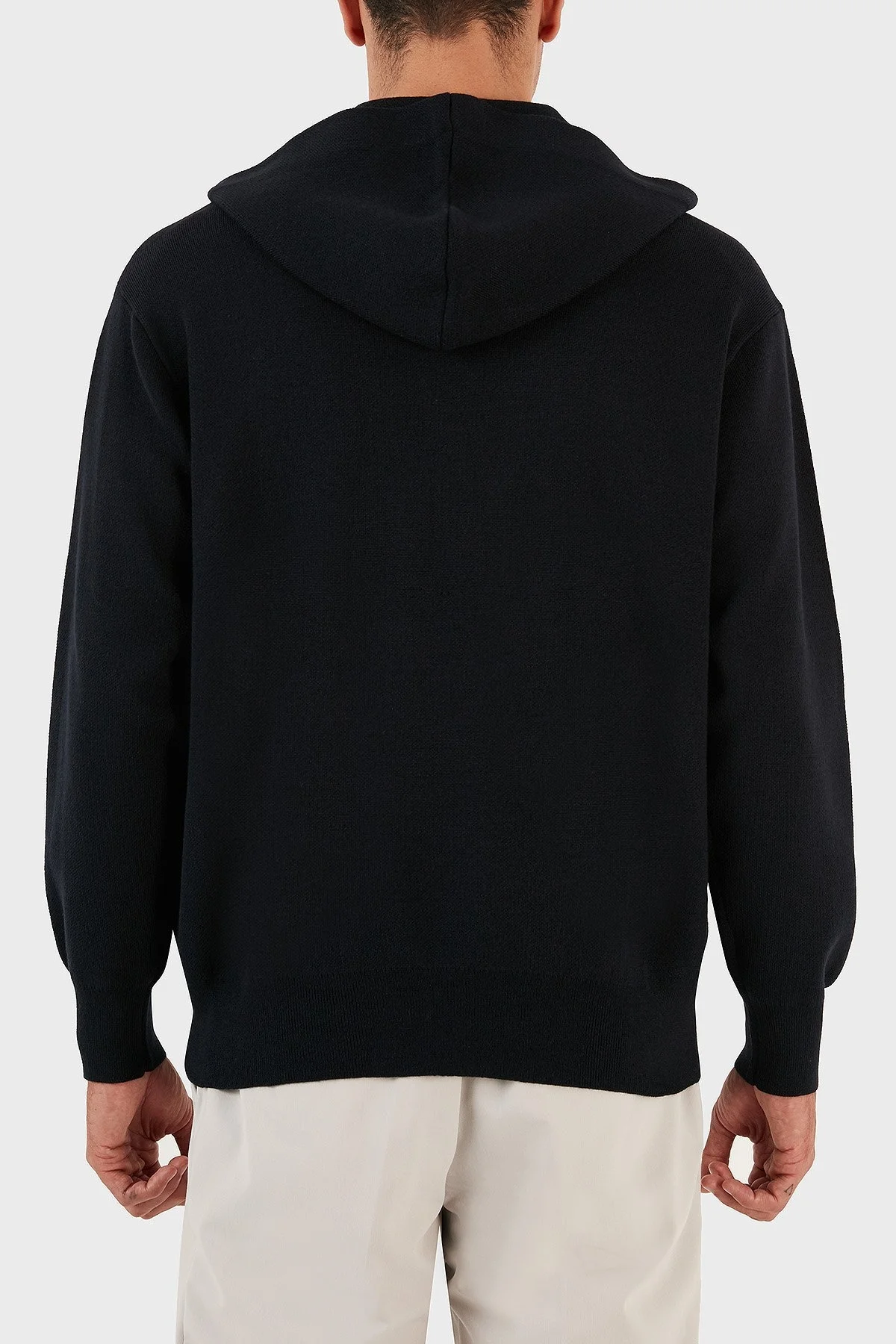 Emporio Armani Relaxed Fit Kapüşonlu Kanguru Cepli Yün Karışımlı Triko Erkek Sweat 6R1MX7 1MNBZ F904 LACİVERT - 3