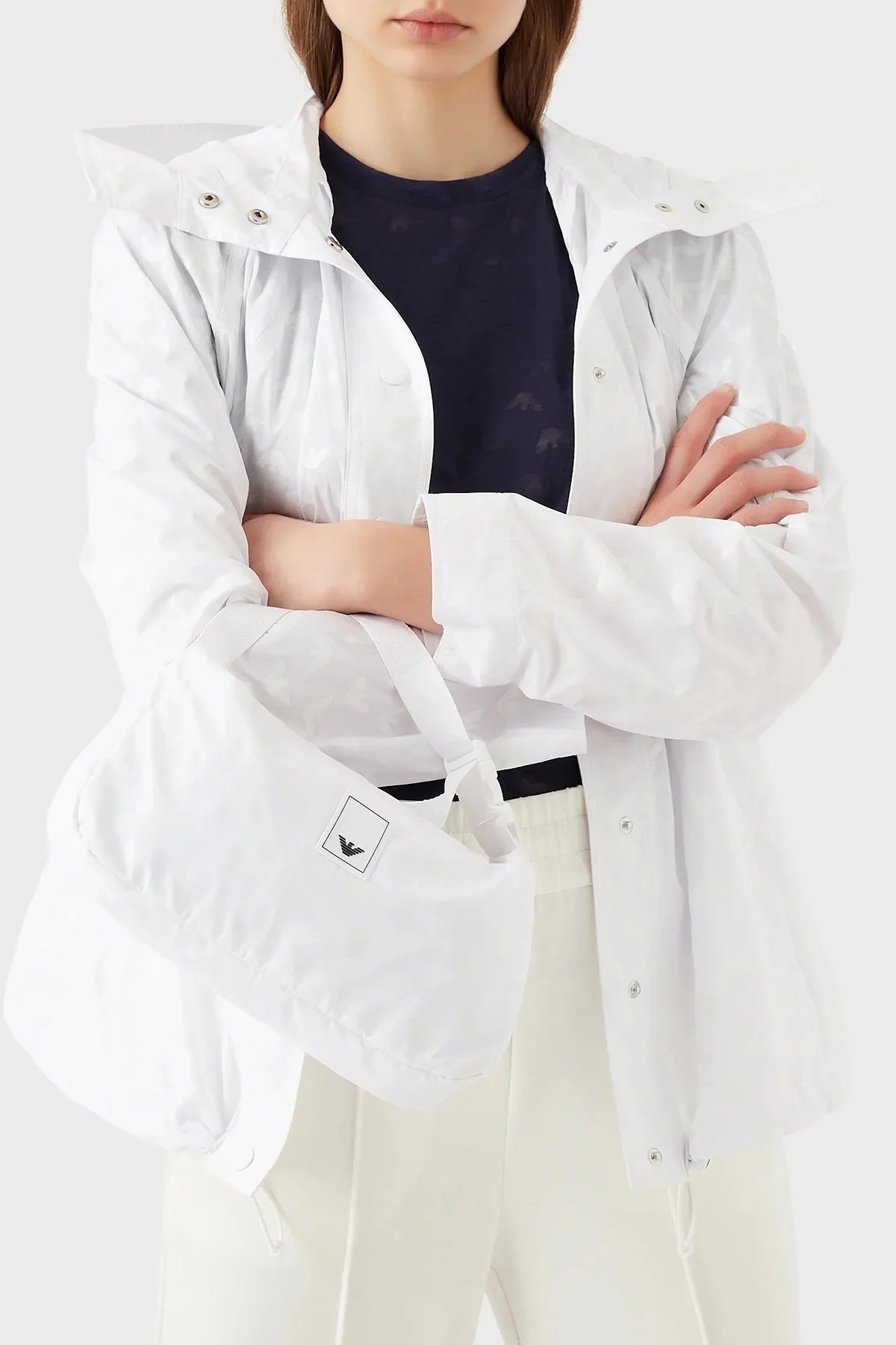 Emporio Armani Relaxed Fit Kapüşonlu Mevsimlik Bayan Mont 3R2B62 2NKZZ F105 BEYAZ - 8