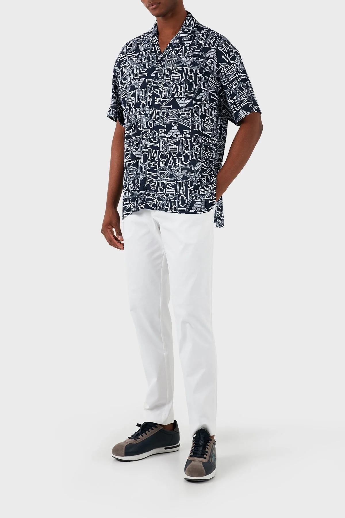Emporio Armani Relaxed Fit Kısa Kollu Erkek Gömlek 211881 4R466 68536 LACİVERT-BEYAZ - 4