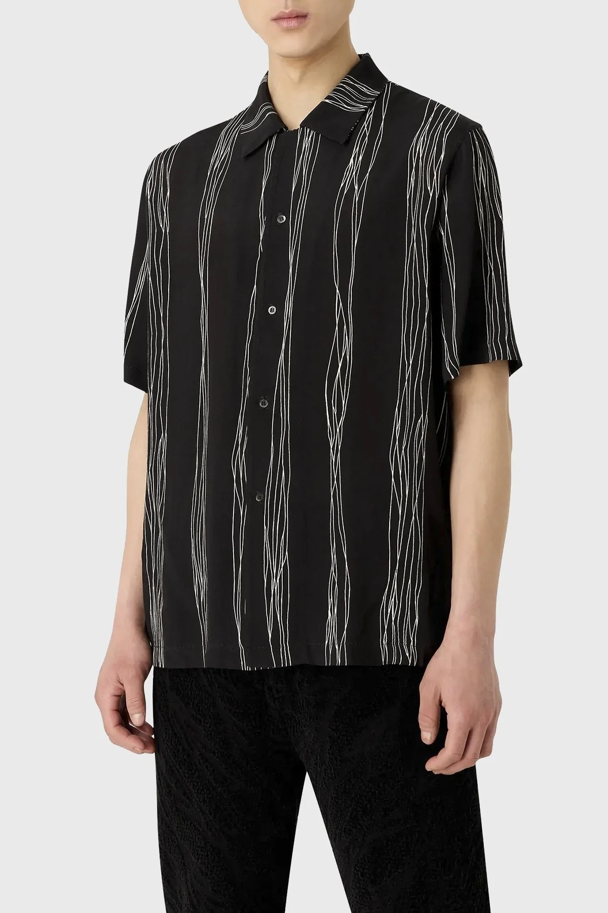 Emporio Armani Relaxed Fit Kısa Kollu Erkek Gömlek E31F25 F1022 999 SİYAH - 1