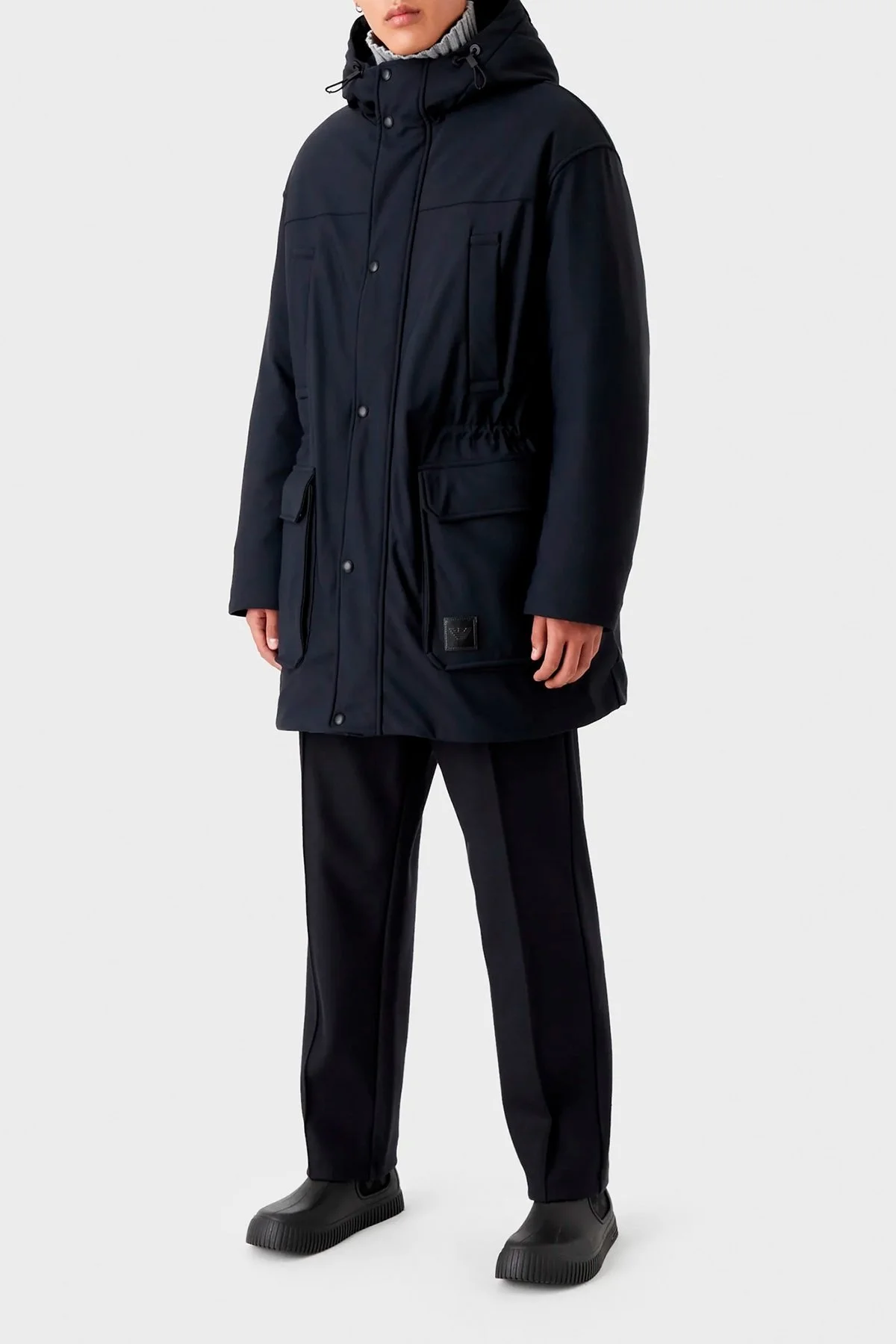 Emporio Armani Relaxed Fit Konforlu Esnek Kapüşonlu Uzun Erkek Mont 6L1L93 1NNHZ 0920 LACİVERT - 1