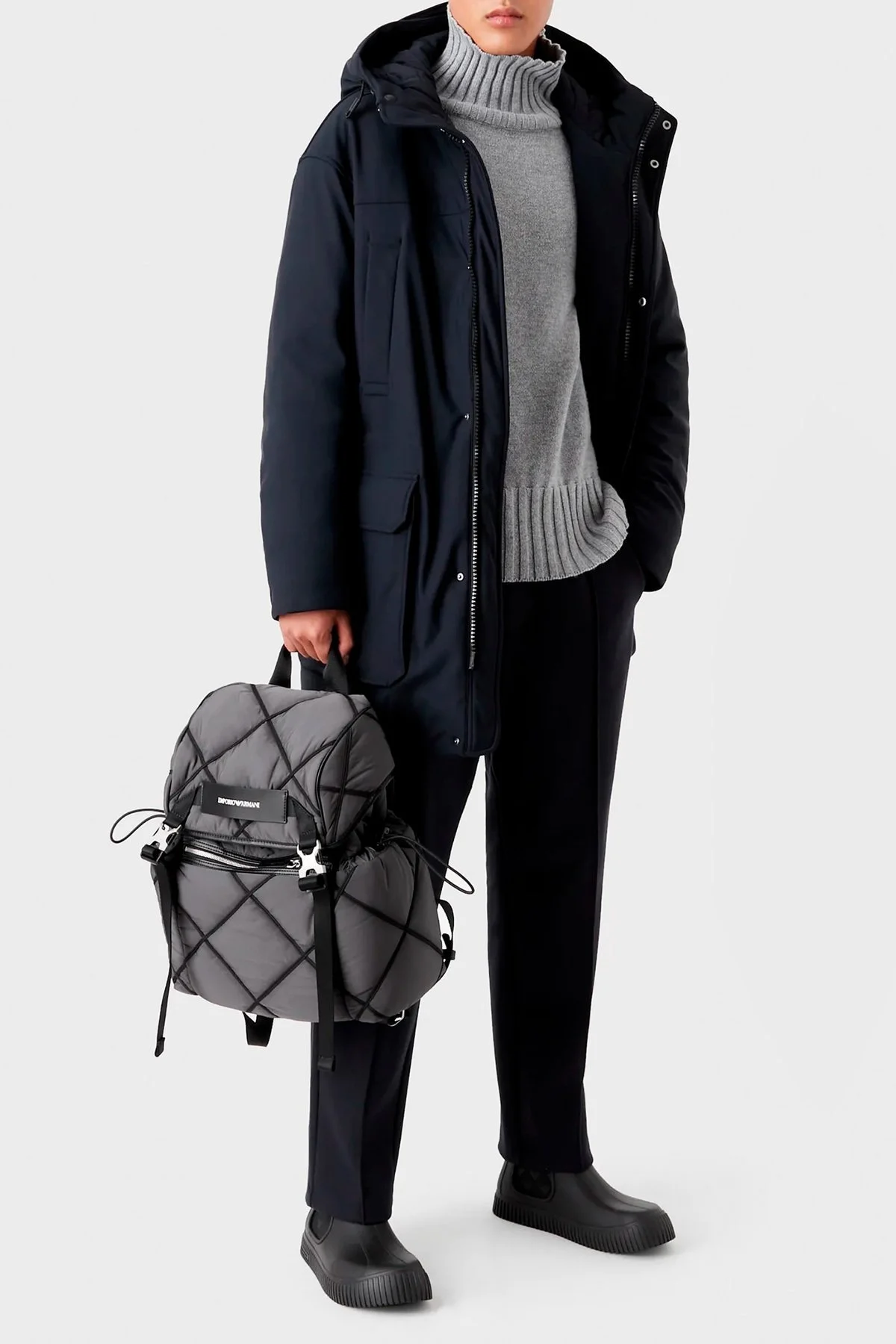 Emporio Armani Relaxed Fit Konforlu Esnek Kapüşonlu Uzun Erkek Mont 6L1L93 1NNHZ 0920 LACİVERT - 3