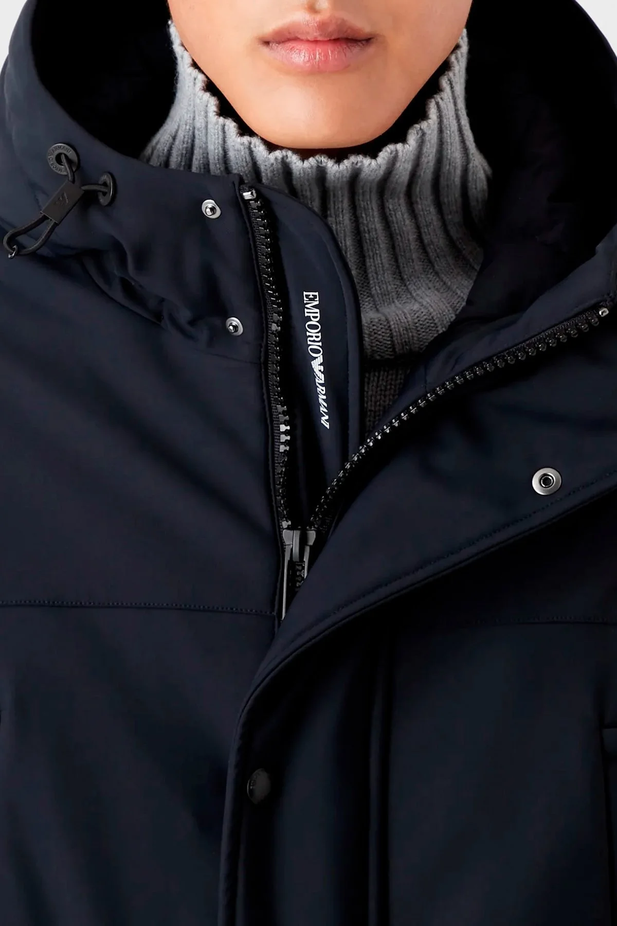 Emporio Armani Relaxed Fit Konforlu Esnek Kapüşonlu Uzun Erkek Mont 6L1L93 1NNHZ 0920 LACİVERT - 4