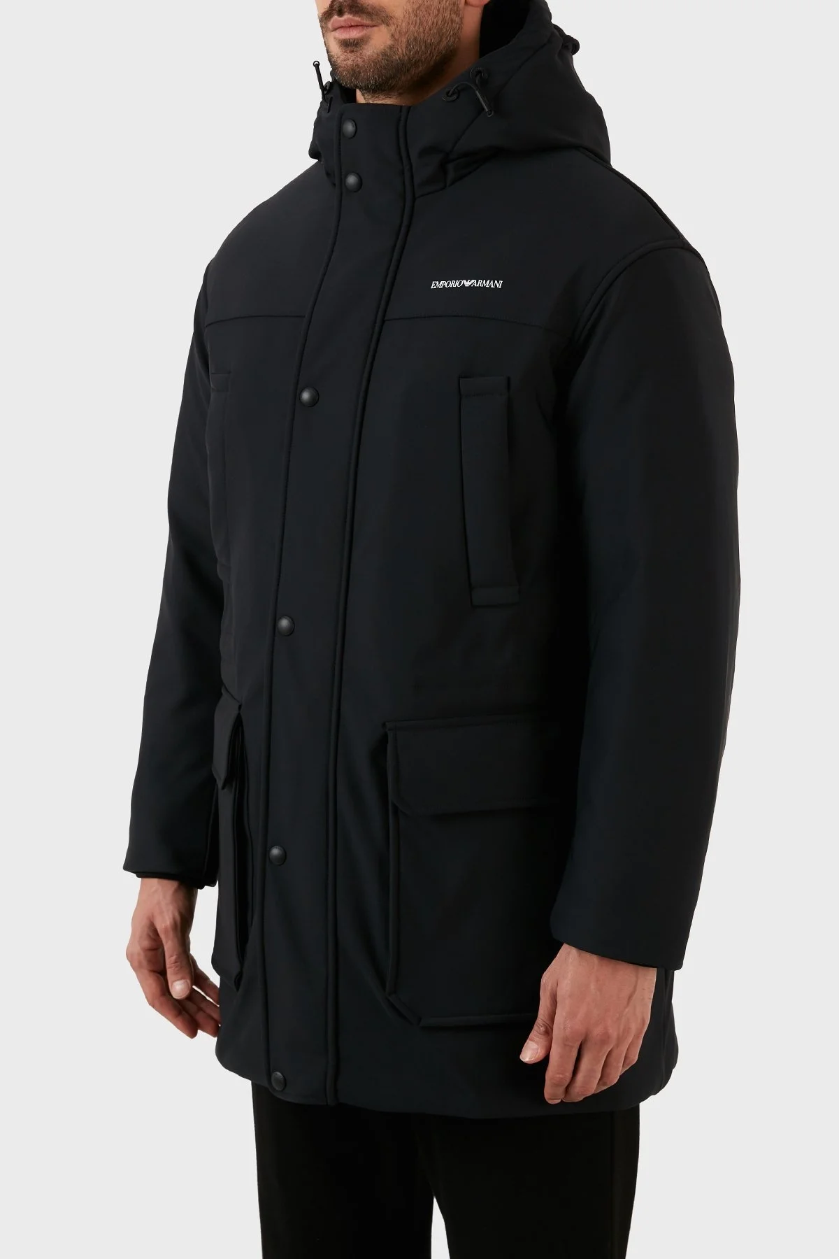 Emporio Armani Relaxed Fit Konforlu Esnek Kapüşonlu Uzun Erkek Mont 6L1L93 1NNHZ 0999 SİYAH - 2