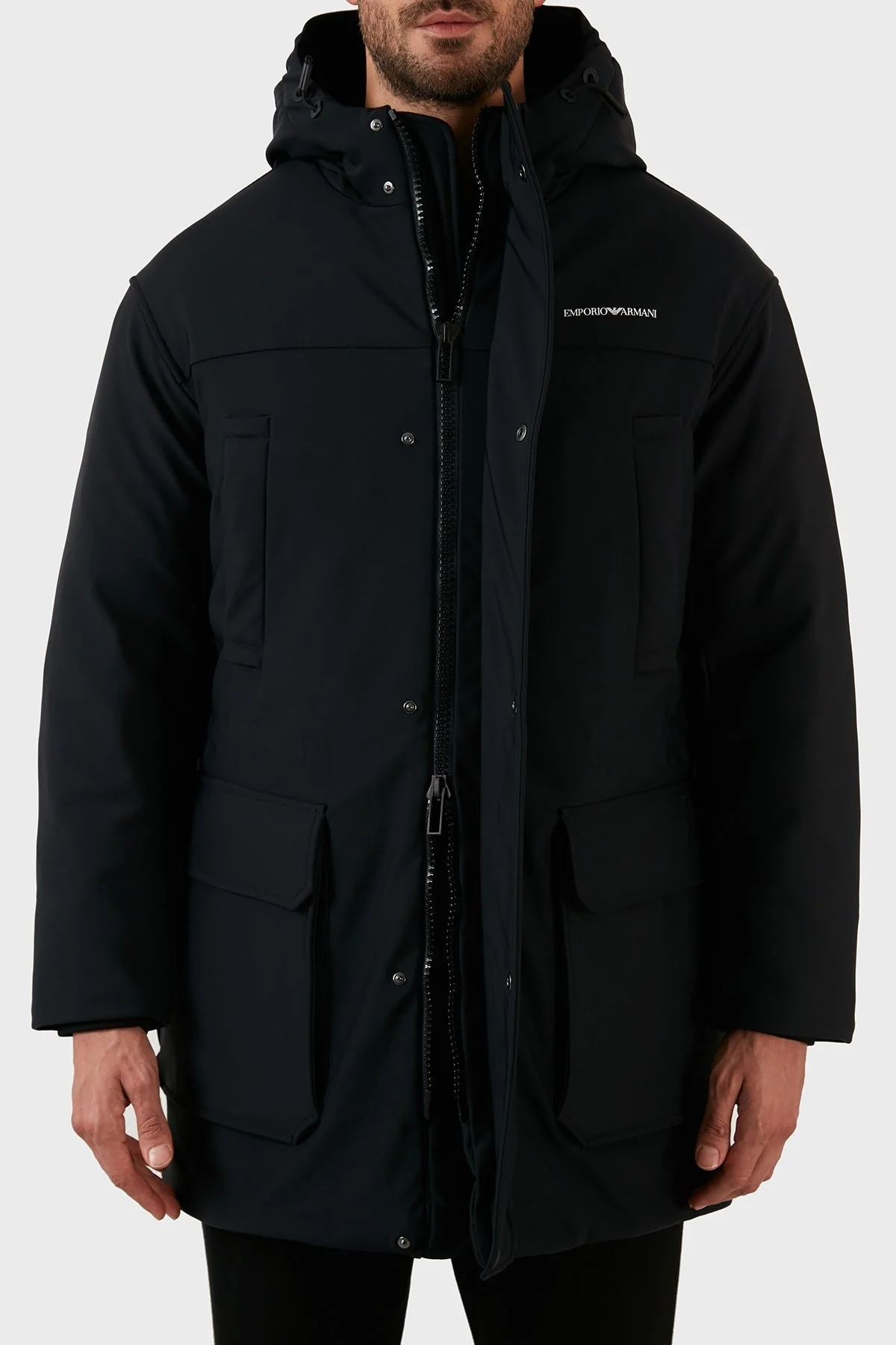 Emporio Armani Relaxed Fit Konforlu Esnek Kapüşonlu Uzun Erkek Mont 6L1L93 1NNHZ 0999 SİYAH - 6