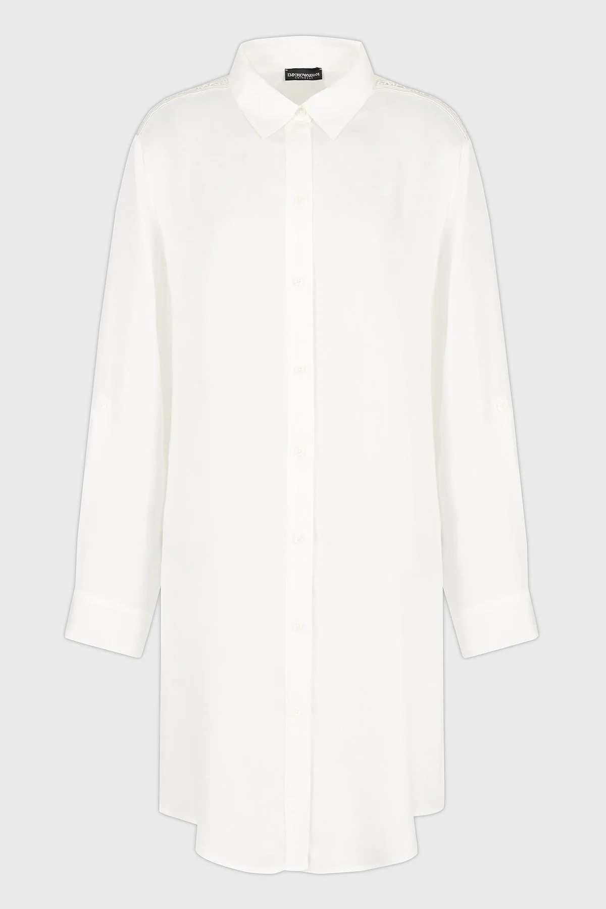 Emporio Armani Relaxed Fit Logolu Dantel Detaylı Kısa Bayan Gömlek Elbise EW000568 AF12188 U1131 BEYAZ - 8