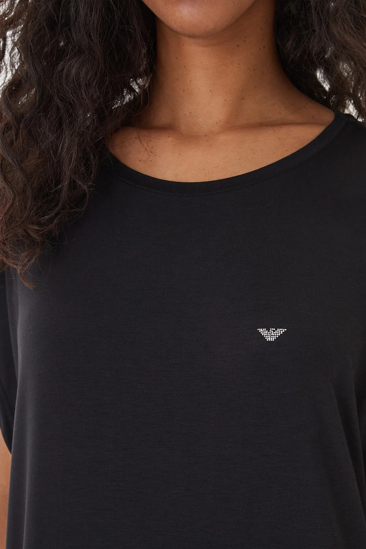 Emporio Armani Relaxed Fit Logolu Yuvarlak Yaka Bayan Elbise EW002965 AF19024 UC001 SİYAH - 3