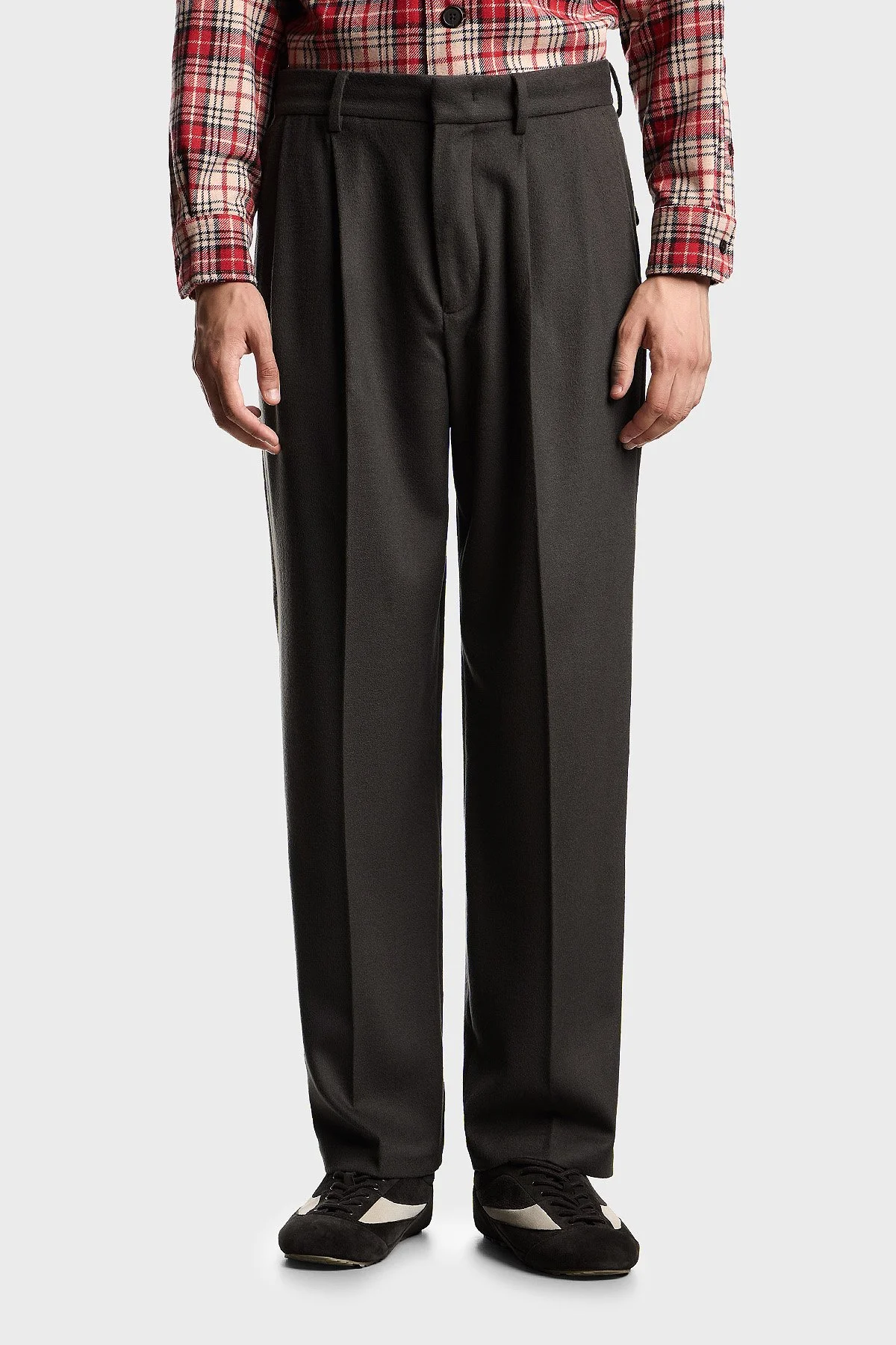 Emporio Armani Relaxed Fit Normal Bel Düz Paça Pileli Yün Erkek Pantolon EM003287 AF17835 U8112 ANTRASİT - 1