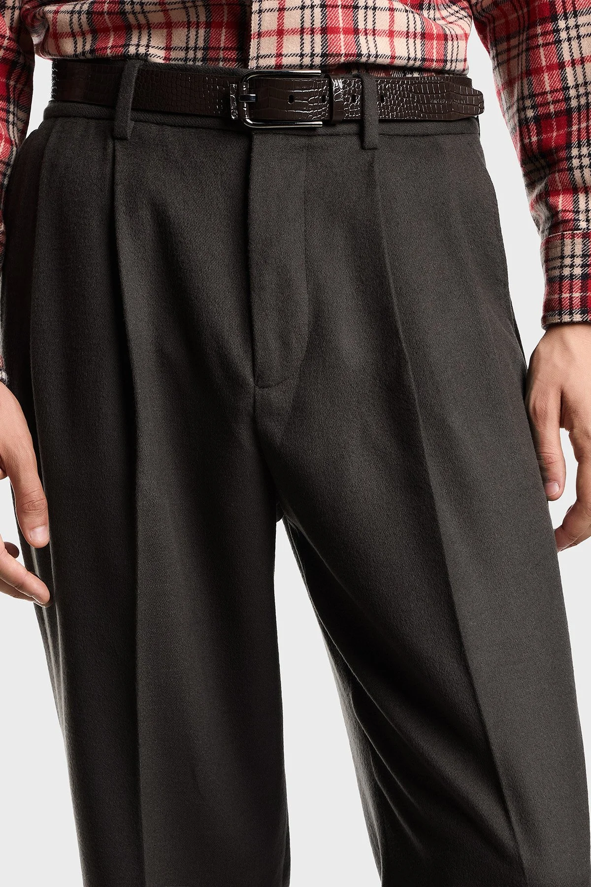 Emporio Armani Relaxed Fit Normal Bel Düz Paça Pileli Yün Erkek Pantolon EM003287 AF17835 U8112 ANTRASİT - 4