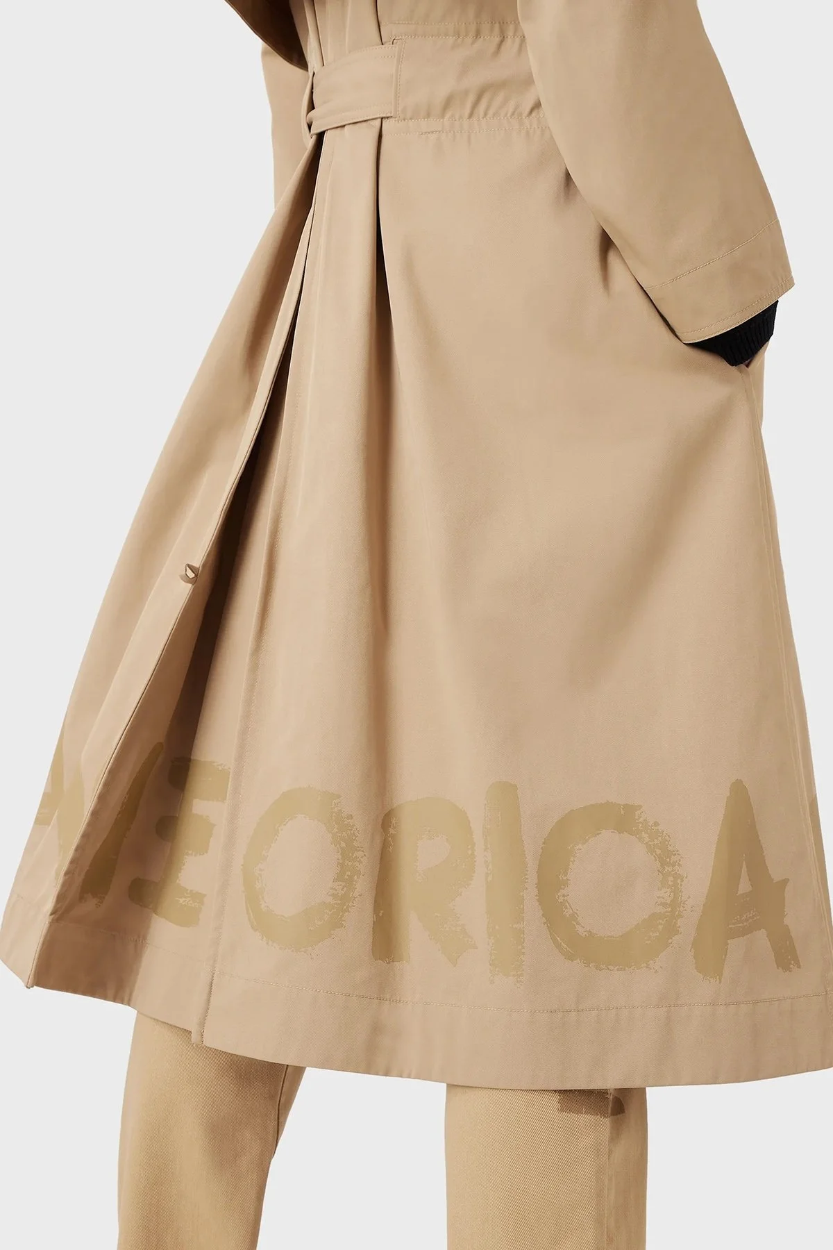 Emporio Armani Relaxed Fit Su İtici Nefes Alabilir Kemerli Uzun Bayan Trençkot 3R2L73 2NHYZ 0132 BEJ - 5