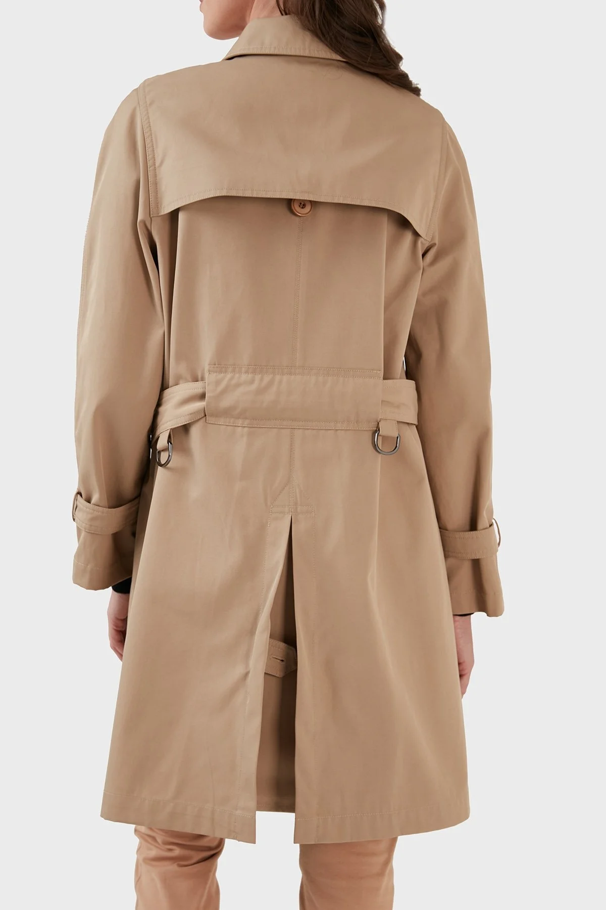 Emporio Armani Relaxed Fit Su İtici Nefes Alabilir Kemerli Yırtmaçlı Bayan Trençkot 3R2L72 2NHYZ 0132 CAMEL - 11