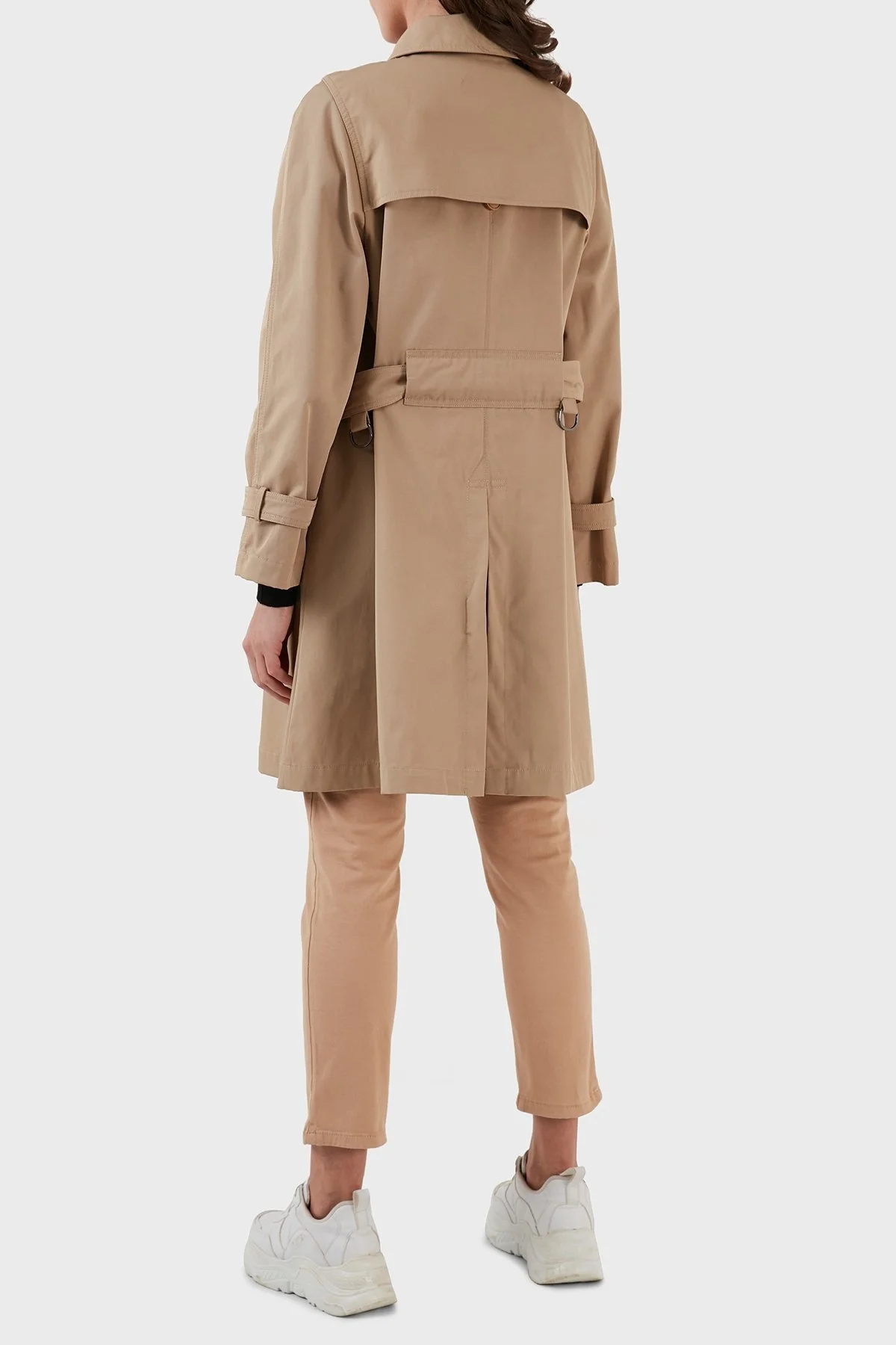 Emporio Armani Relaxed Fit Su İtici Nefes Alabilir Kemerli Yırtmaçlı Bayan Trençkot 3R2L72 2NHYZ 0132 CAMEL - 14