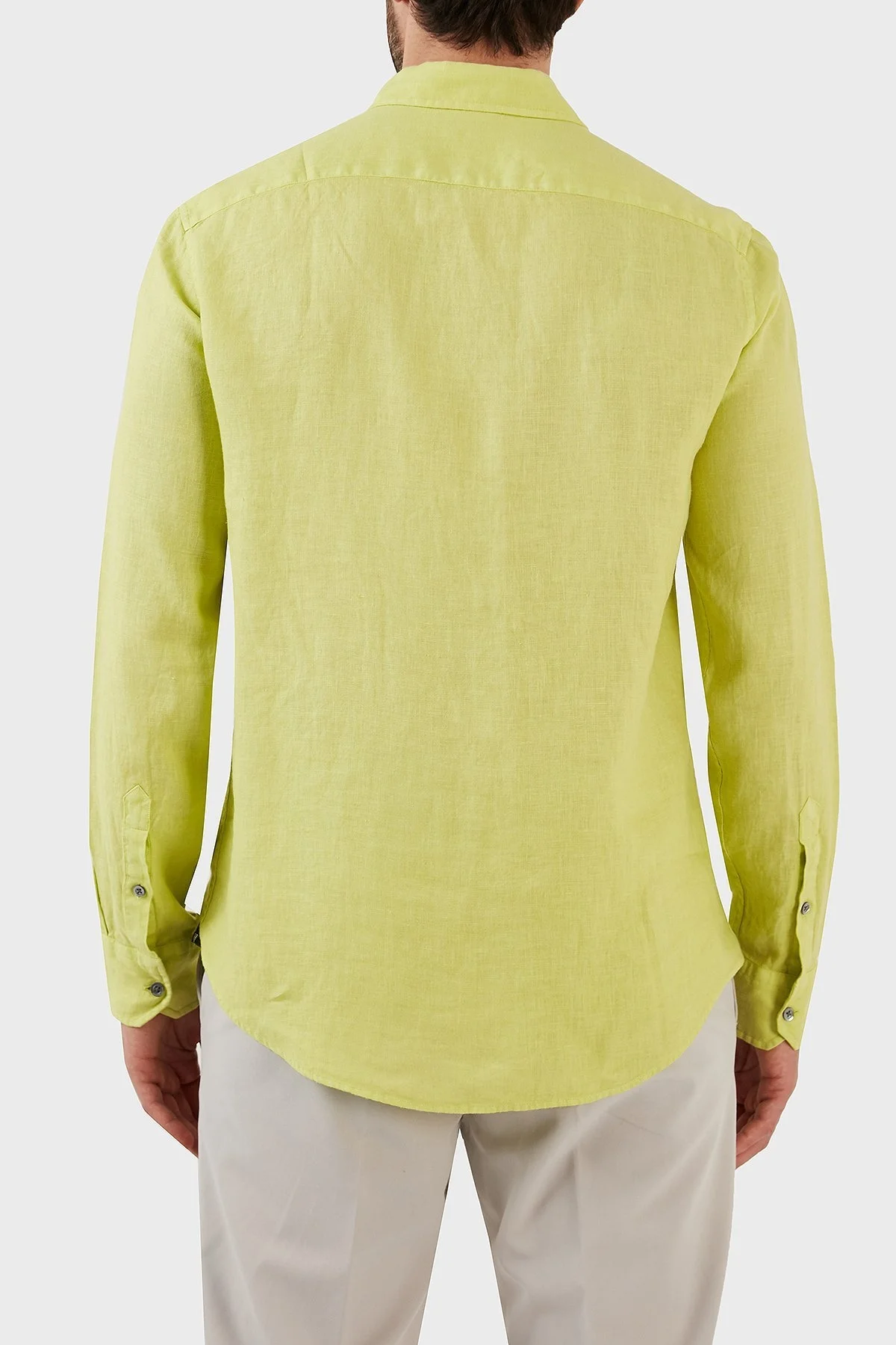 Emporio Armani Relaxed Fit Uzun Kollu Keten Erkek Gömlek D41SMD D10F1 517 FISTIK YEŞİL - 6