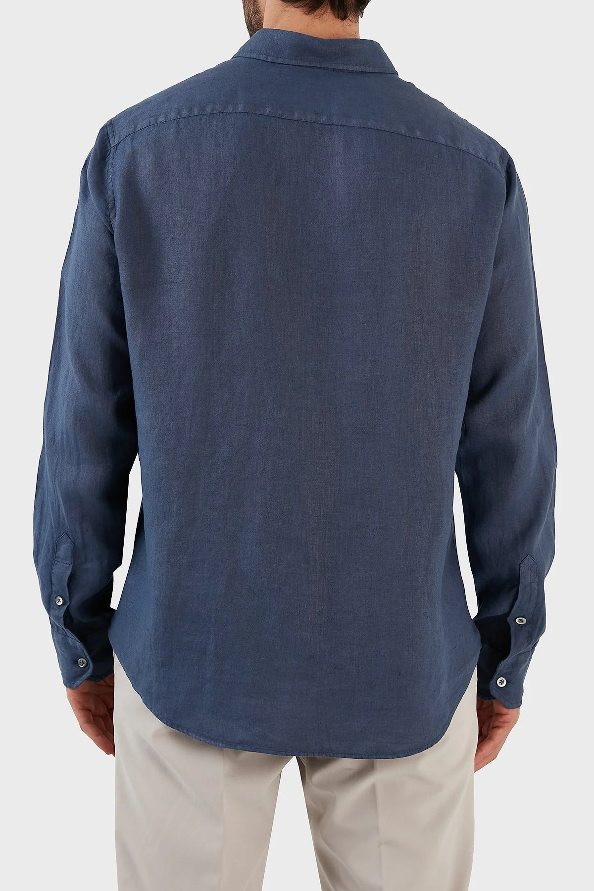 Emporio Armani Relaxed Fit Uzun Kollu Keten Erkek Gömlek D41SMD D10F1 920 LACİVERT - 5