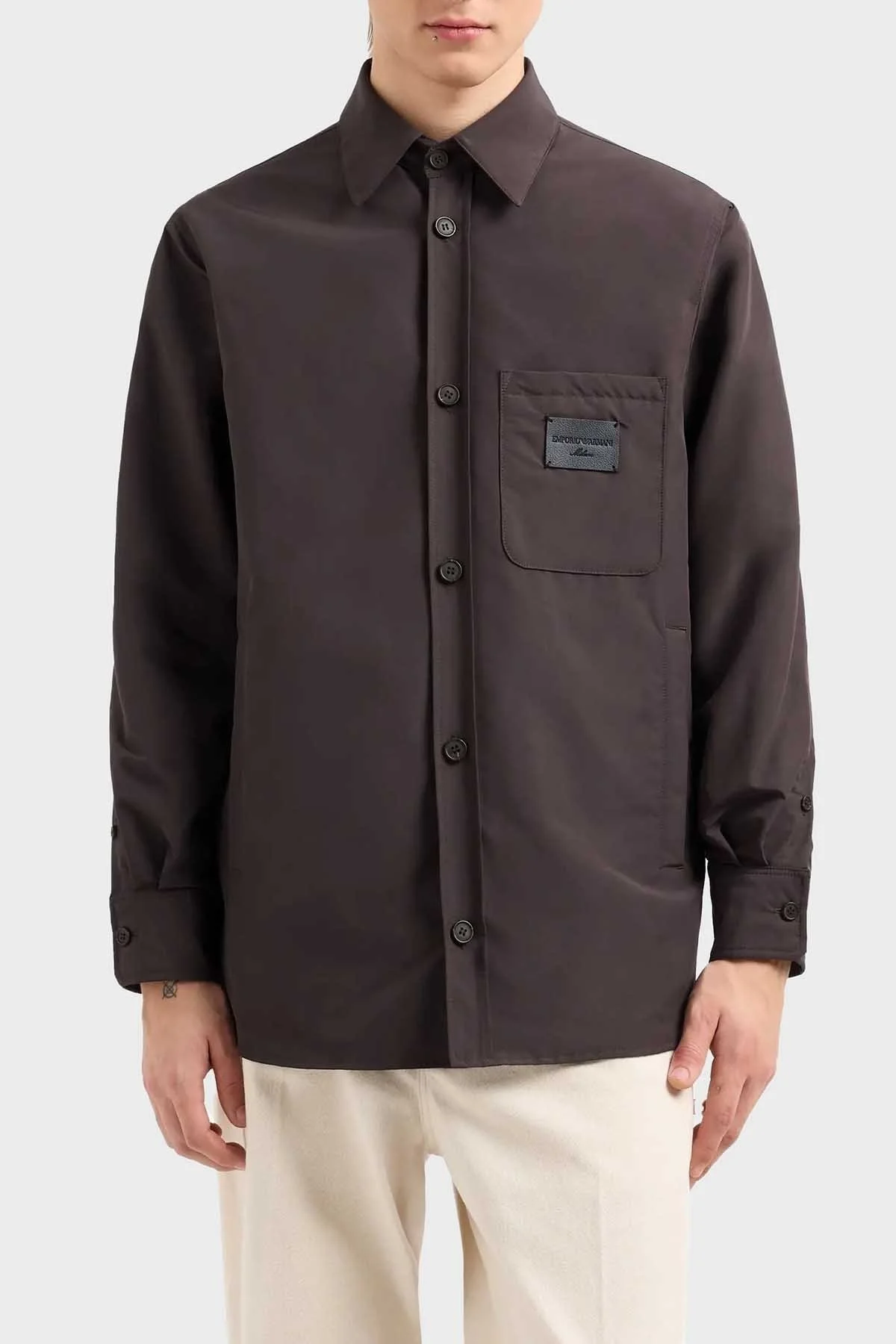 Emporio Armani Relaxed Fit Yama Cepli ve Logo Yamalı Erkek Gömlek Ceket EM001629 AF13770 U8168 SİYAH - 1