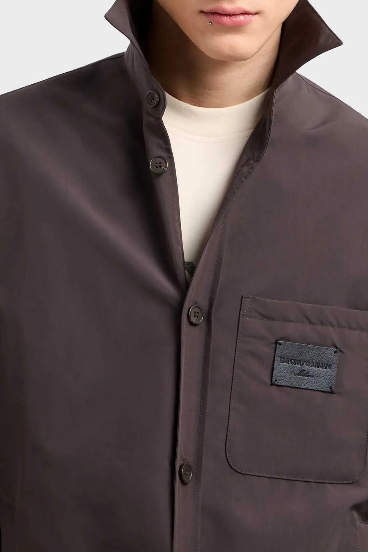 Emporio Armani Relaxed Fit Yama Cepli ve Logo Yamalı Erkek Gömlek Ceket EM001629 AF13770 U8168 SİYAH - 4