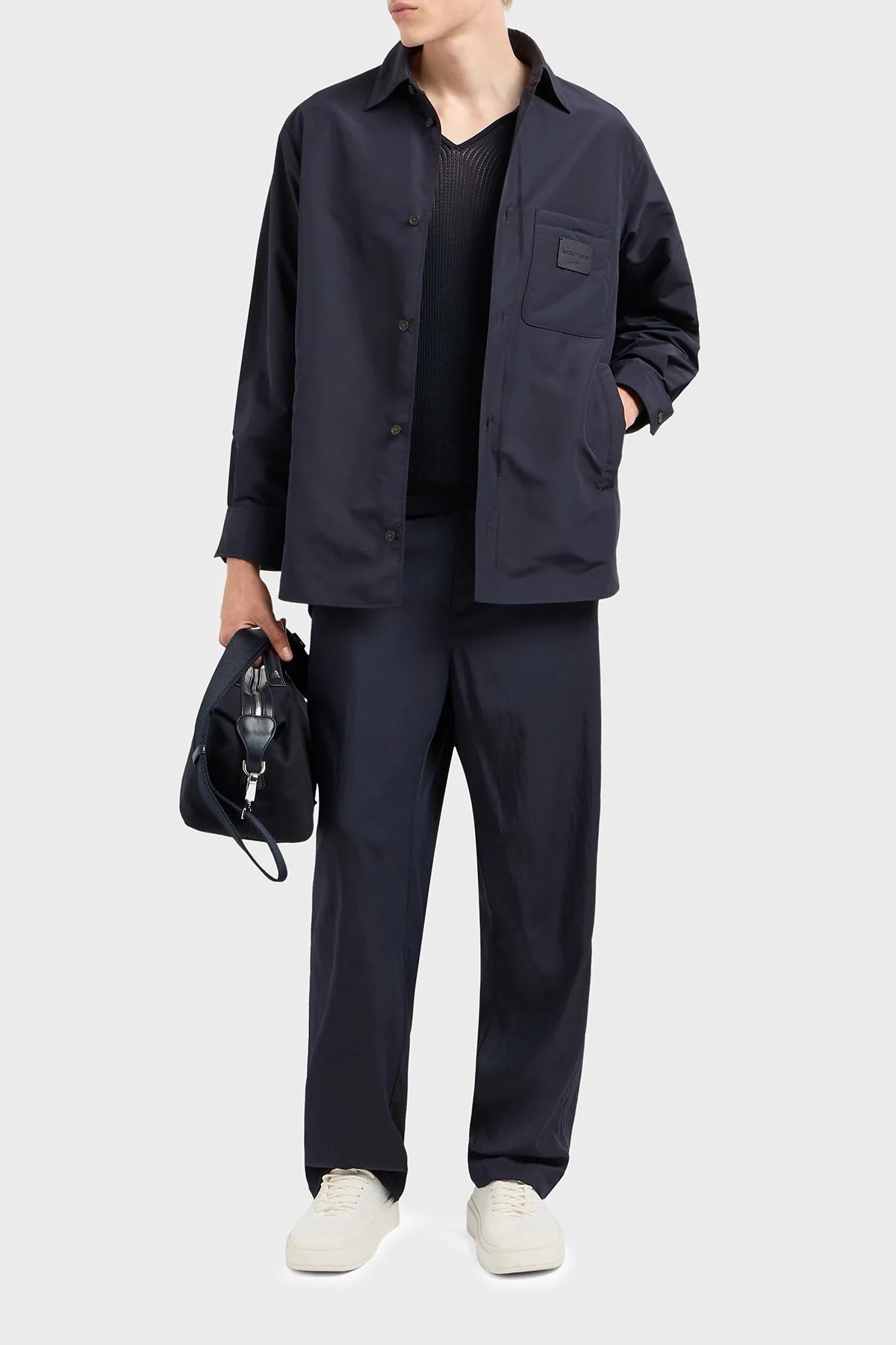 Emporio Armani Relaxed Fit Yama Cepli ve Logo Yamalı Erkek Gömlek Ceket EM001629 AF13770 UB118 LACİVERT - 2