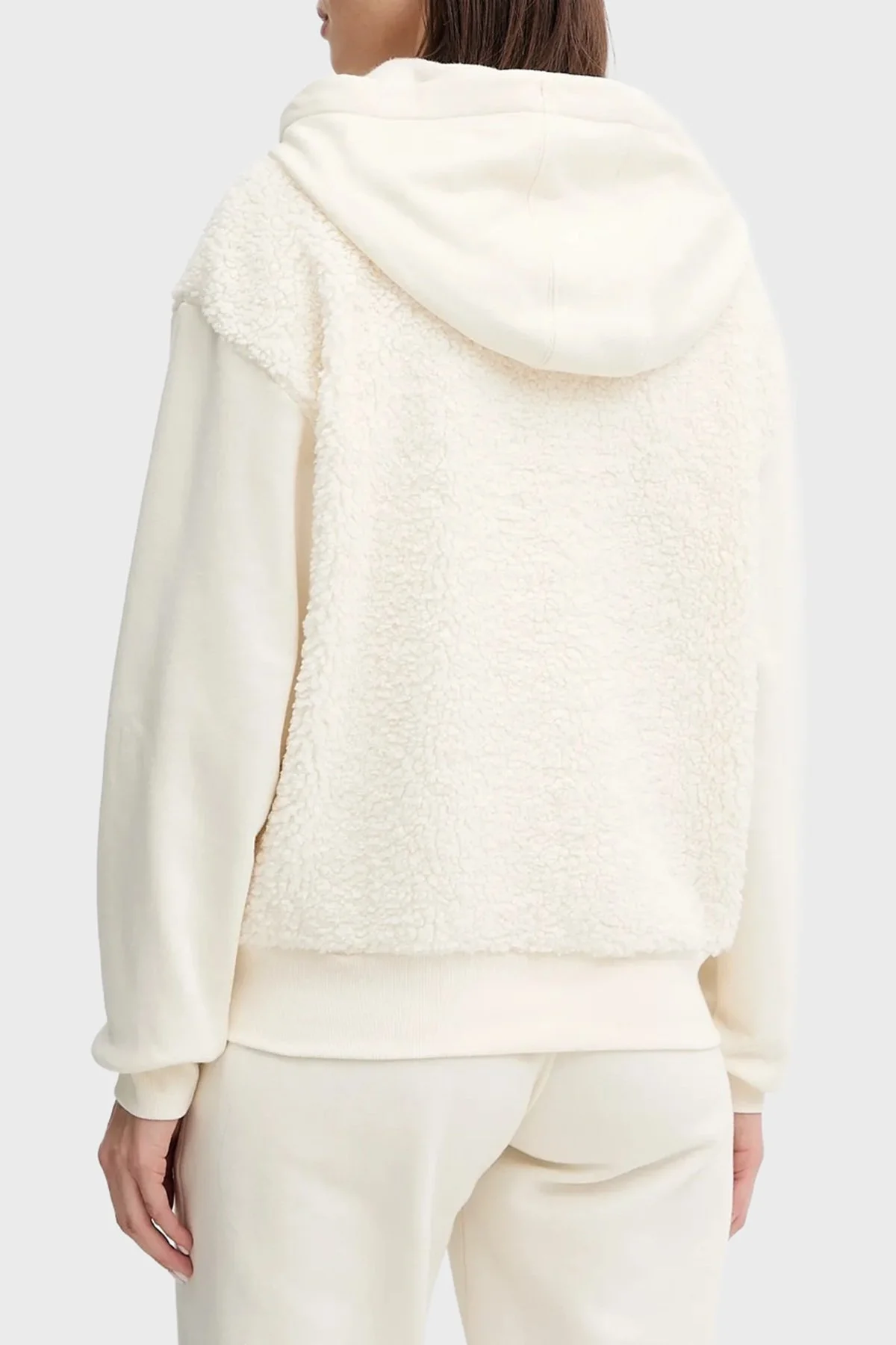 Emporio Armani Relaxed Fit Yarım Fermuarlı Kapüşonlu Logolu Bayan Sweat EW001937 AF15363 U1054 EKRU - 3