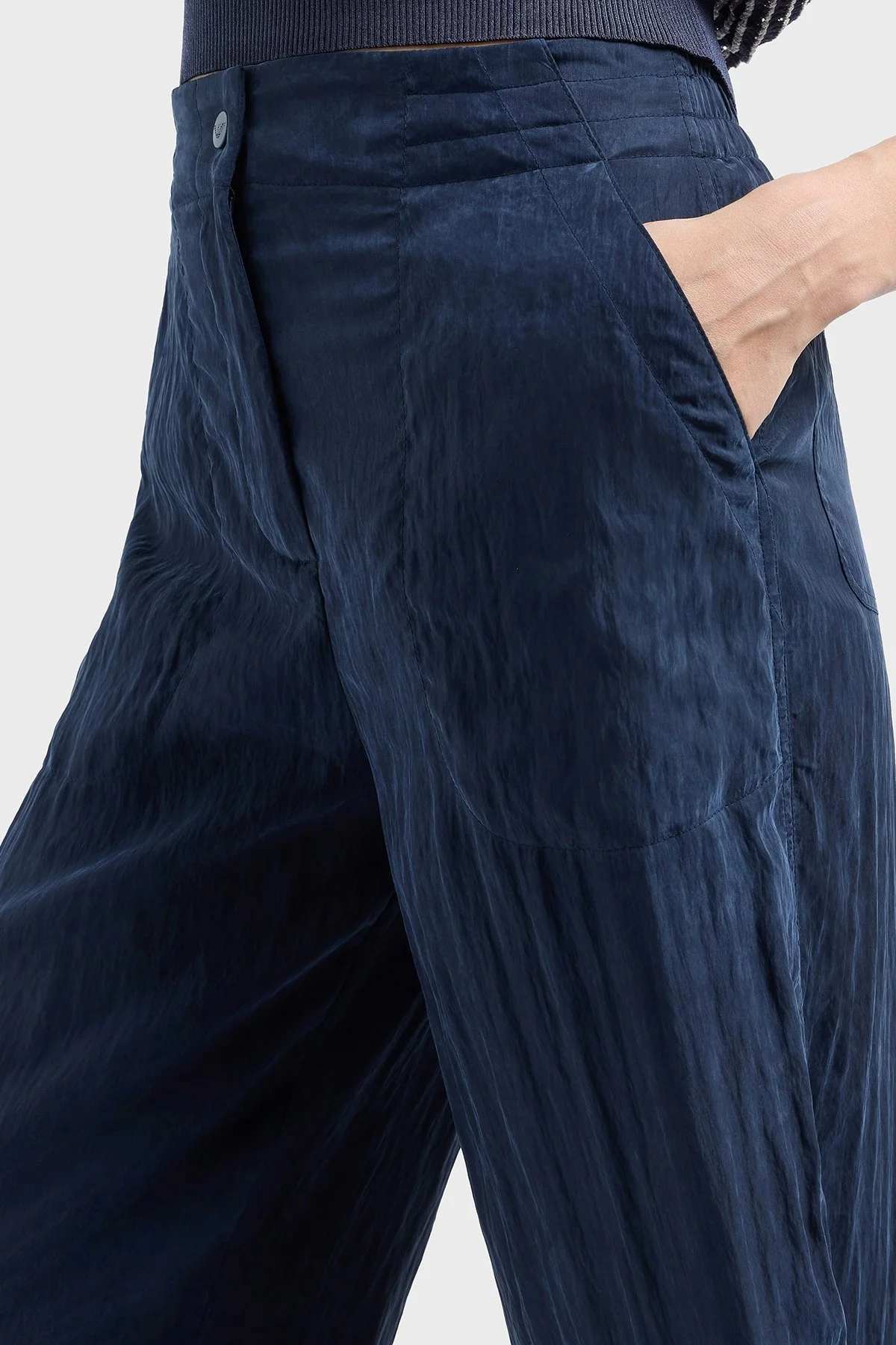 Emporio Armani Relaxed Fit Yüksek Bel Düz Paça Cupra Bayan Pantolon EW000654 AF12644 UB097 LACİVERT - 10